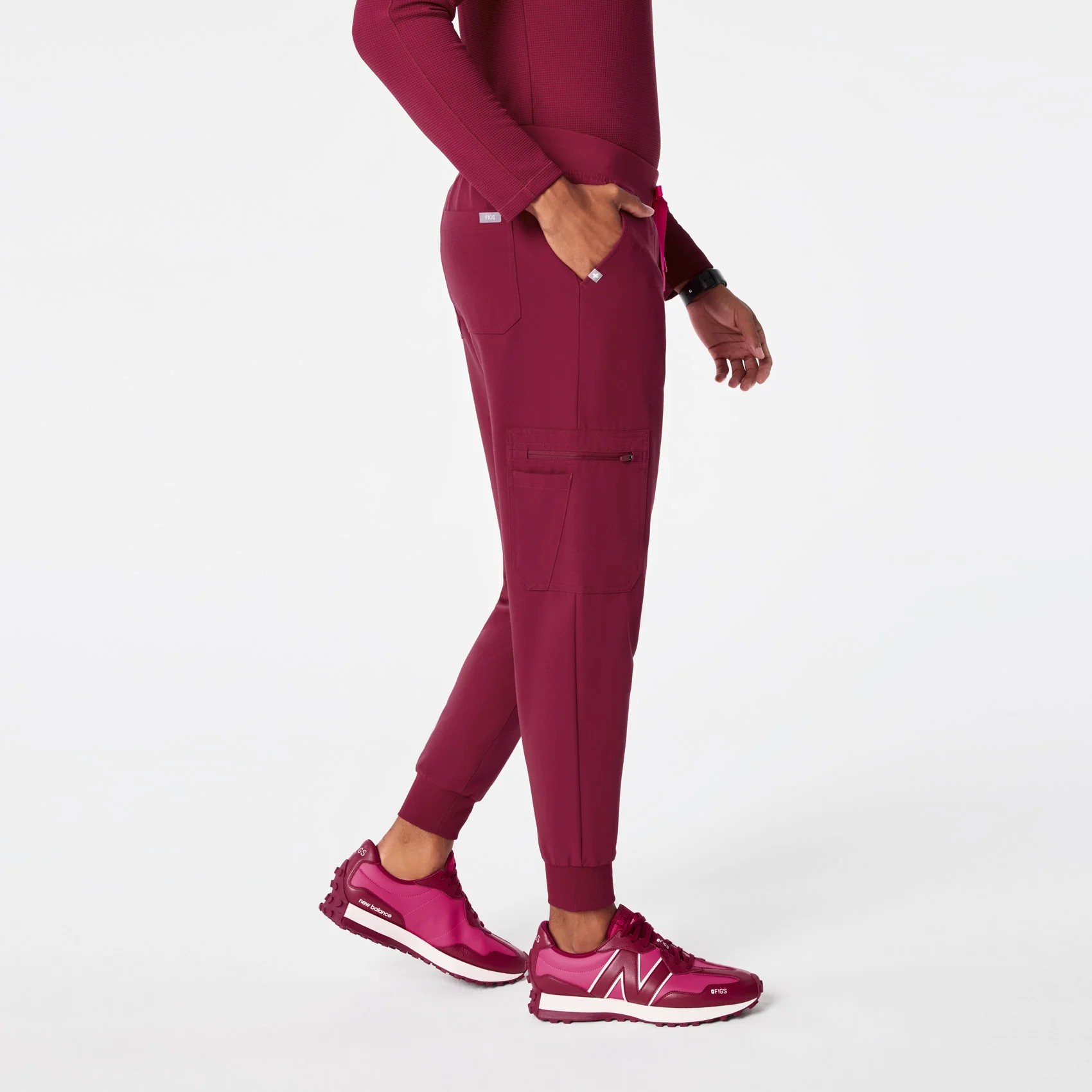 men's Deep Cranberry Brey Short Jogger - Scrub Pant - Image 3