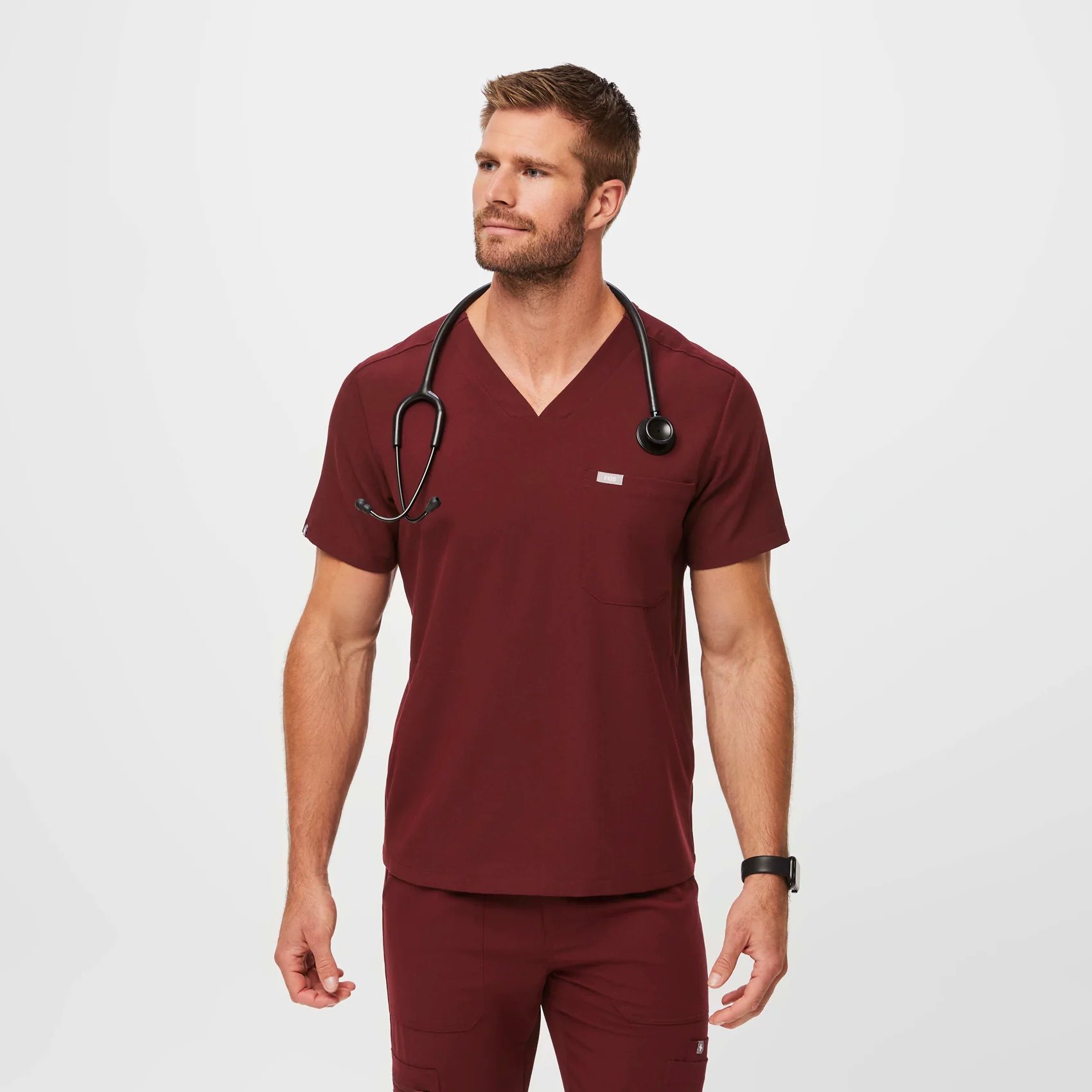 Men's Burgundy Chisec™ - Three-Pocket Scrub Top (3XL - 6XL)