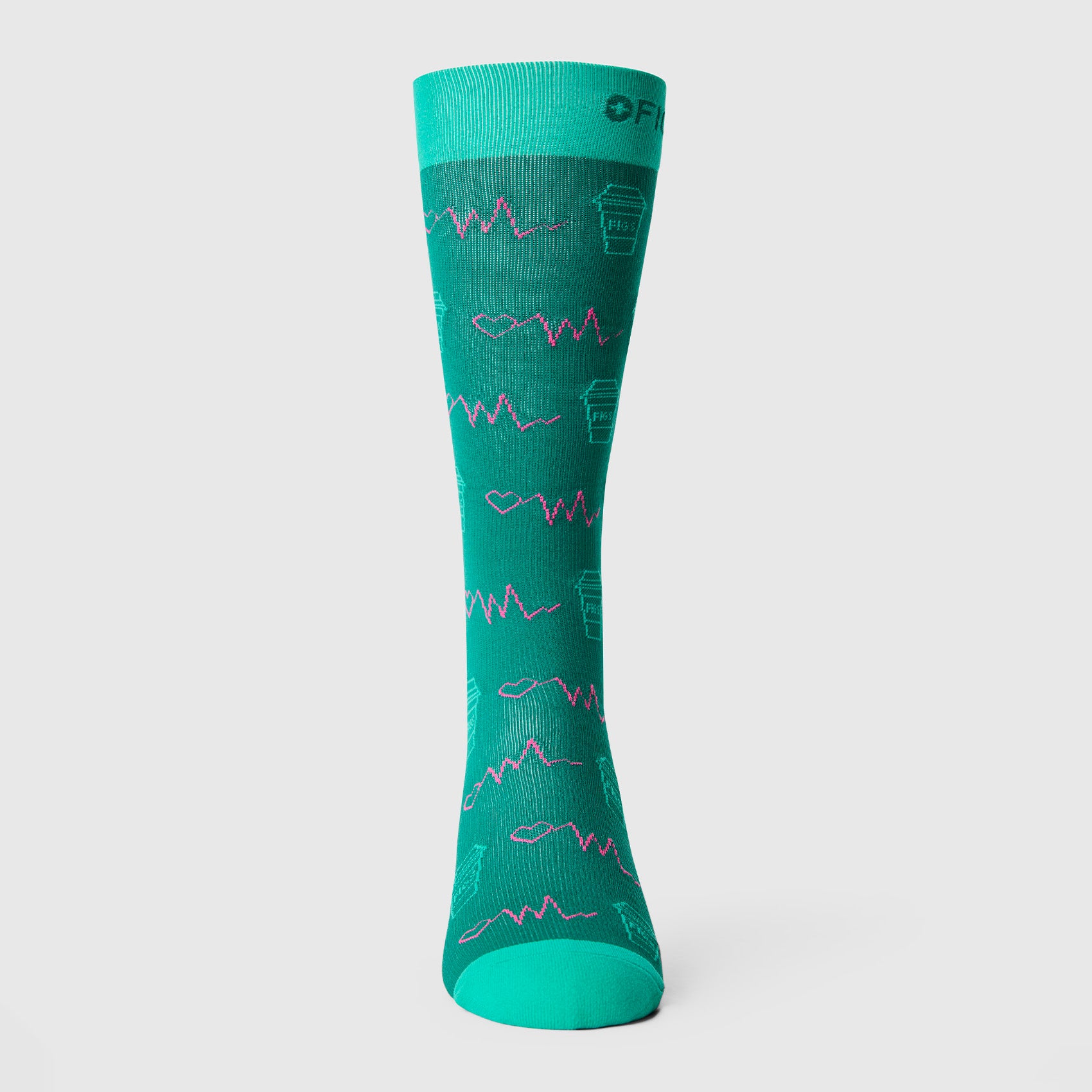 men's Hunter Green Coffee Icon Drawings - Compression Socks - Image 3