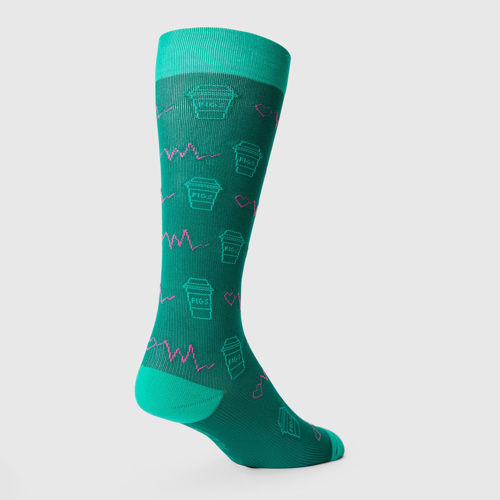men's Hunter Green Coffee Icon Drawings - Compression Socks - Image 4