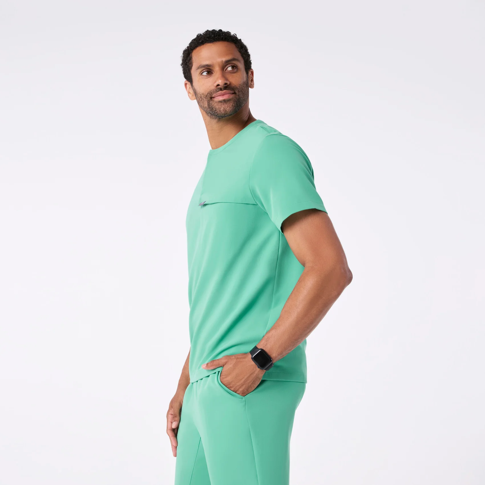 men's Surgical Green Corfield - Henley Scrub Top - Image 3