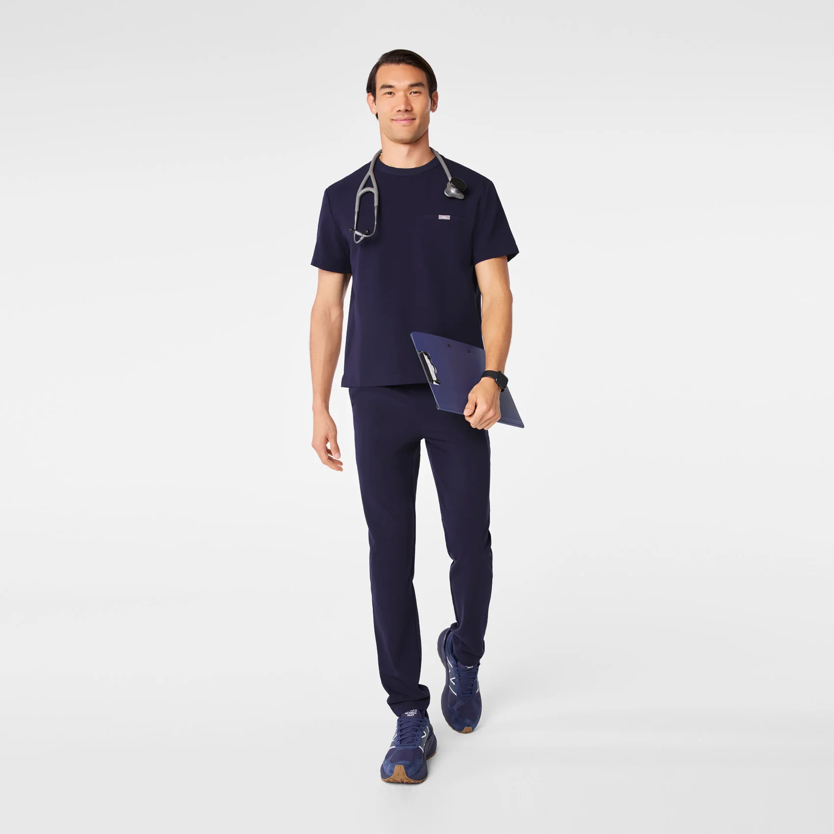 men's Navy Easton Relaxed - Crewneck Scrub Top - Image 3