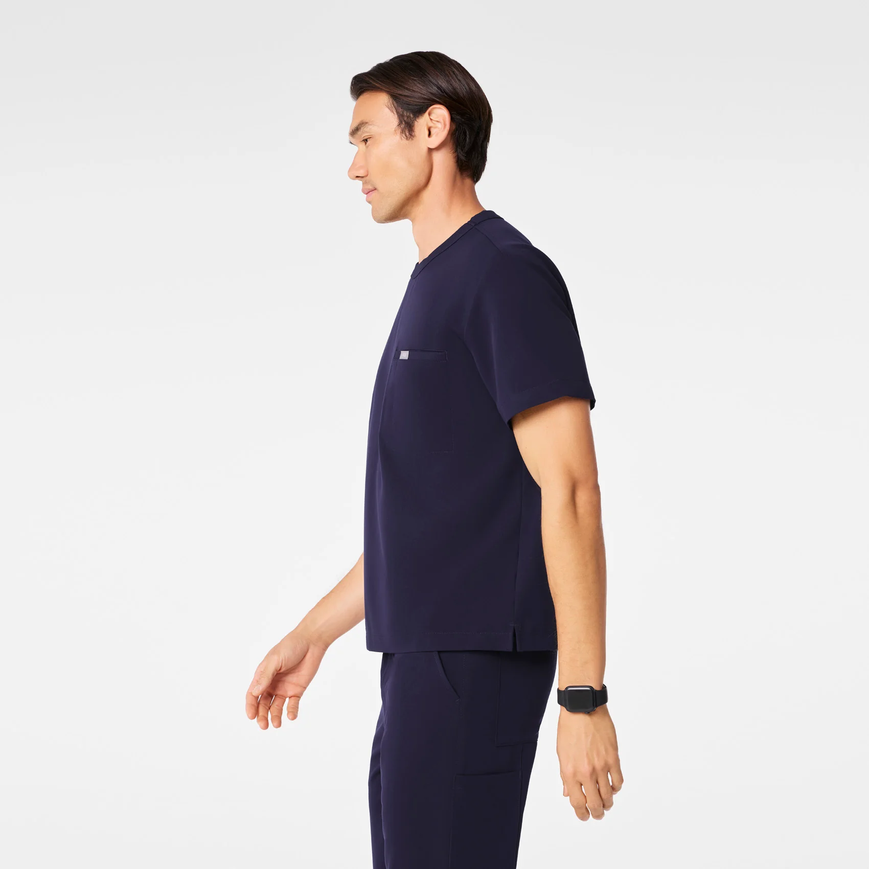 men's Navy Easton Relaxed - Crewneck Scrub Top - Image 4