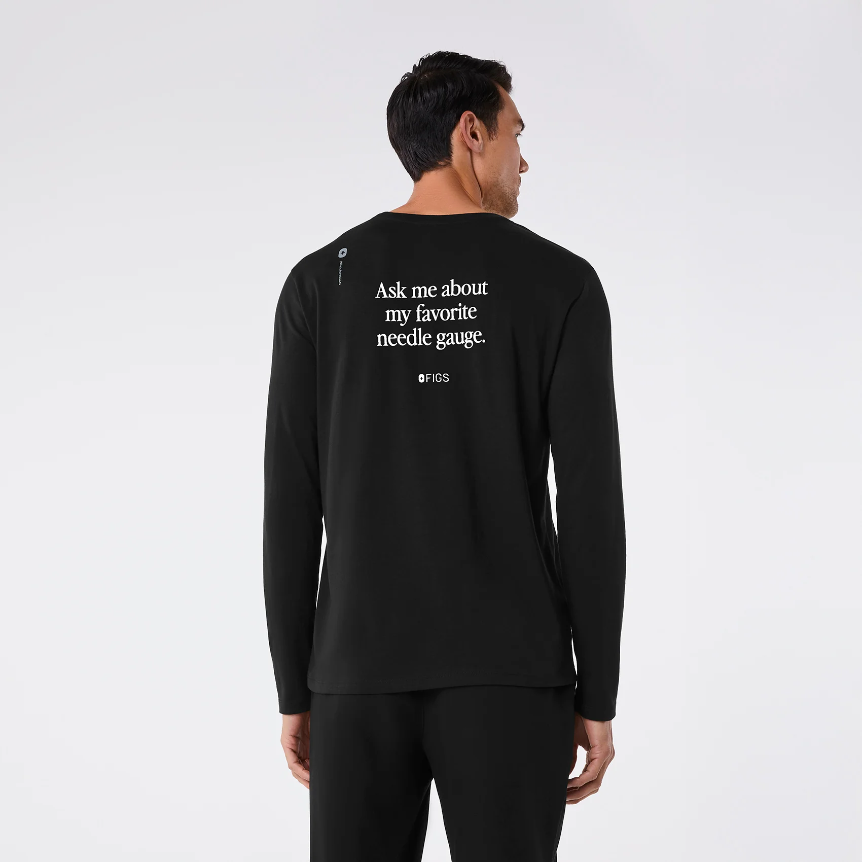 men's Black Favorite Needle Gauge Supersoft - Longsleeve Underscrub - Image 3