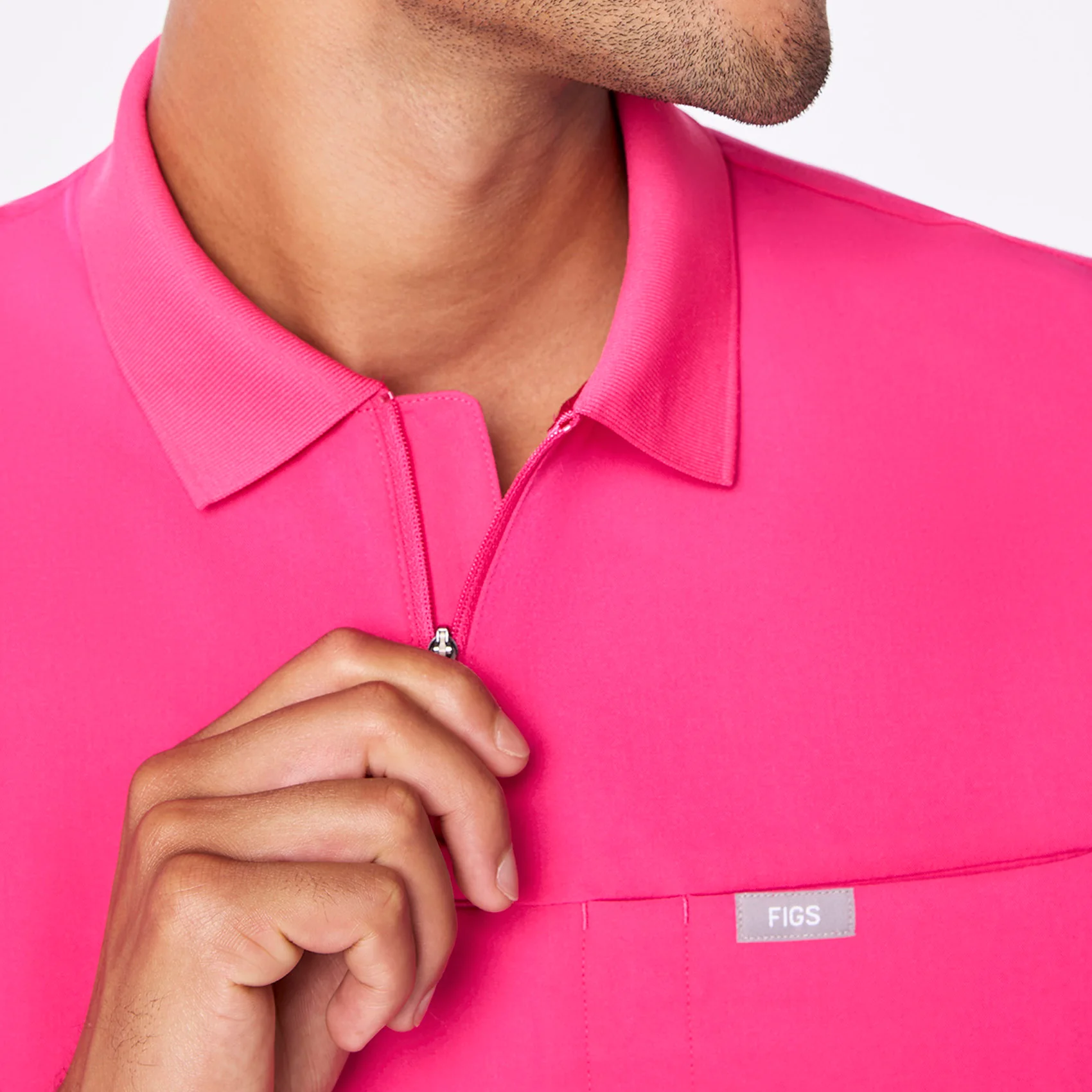 men's Shocking Pink Jasper Polo - Scrub Top - Image 7