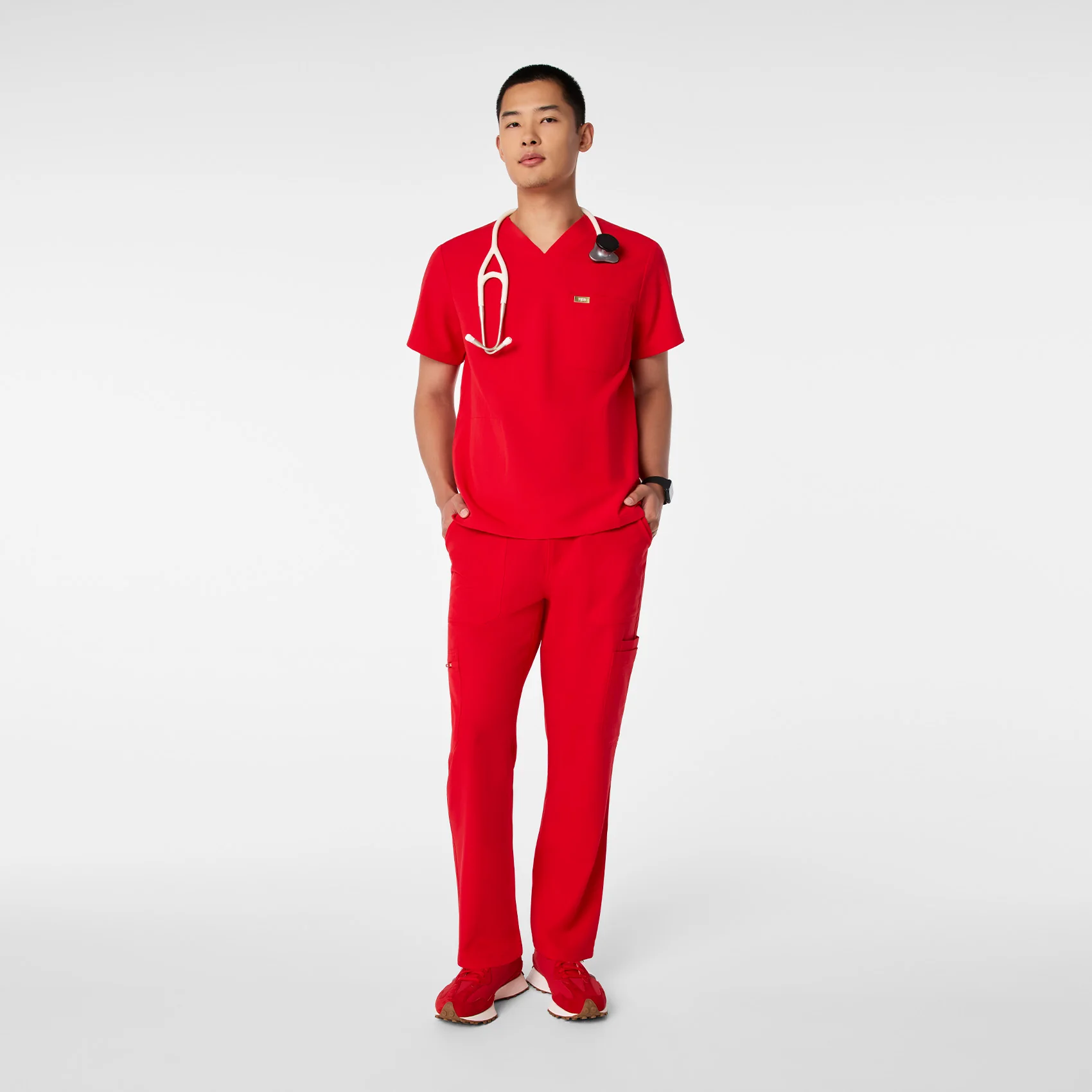 men's Lunar New Year Pop Red Chisec - Three-Pocket Scrub Top™ - Image 3