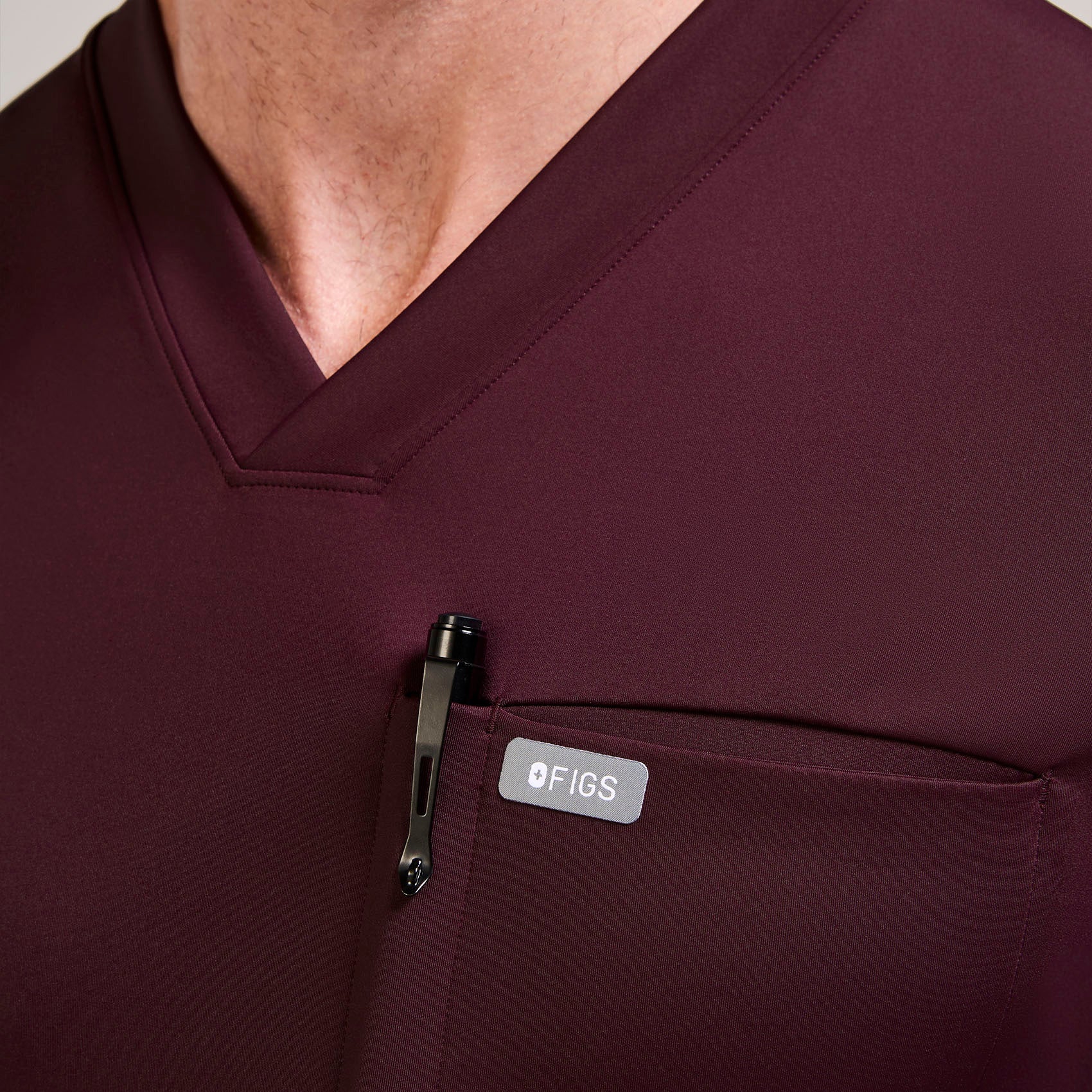 men's Burgundy Logan FORMx Slim V-Neck - Scrub Top™ - Image 6