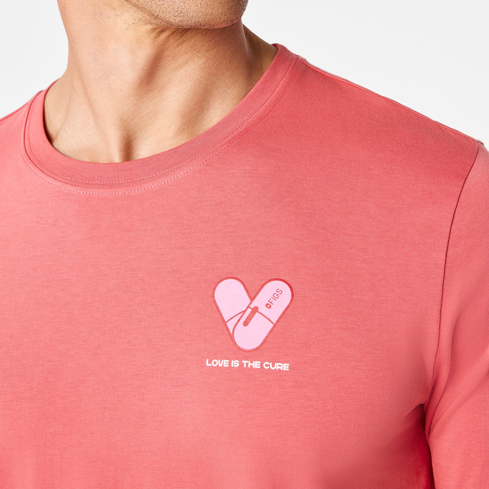 men's Pulmonary Pink Love Is The Cure Supersoft - Longsleeve Underscrub - Image 2