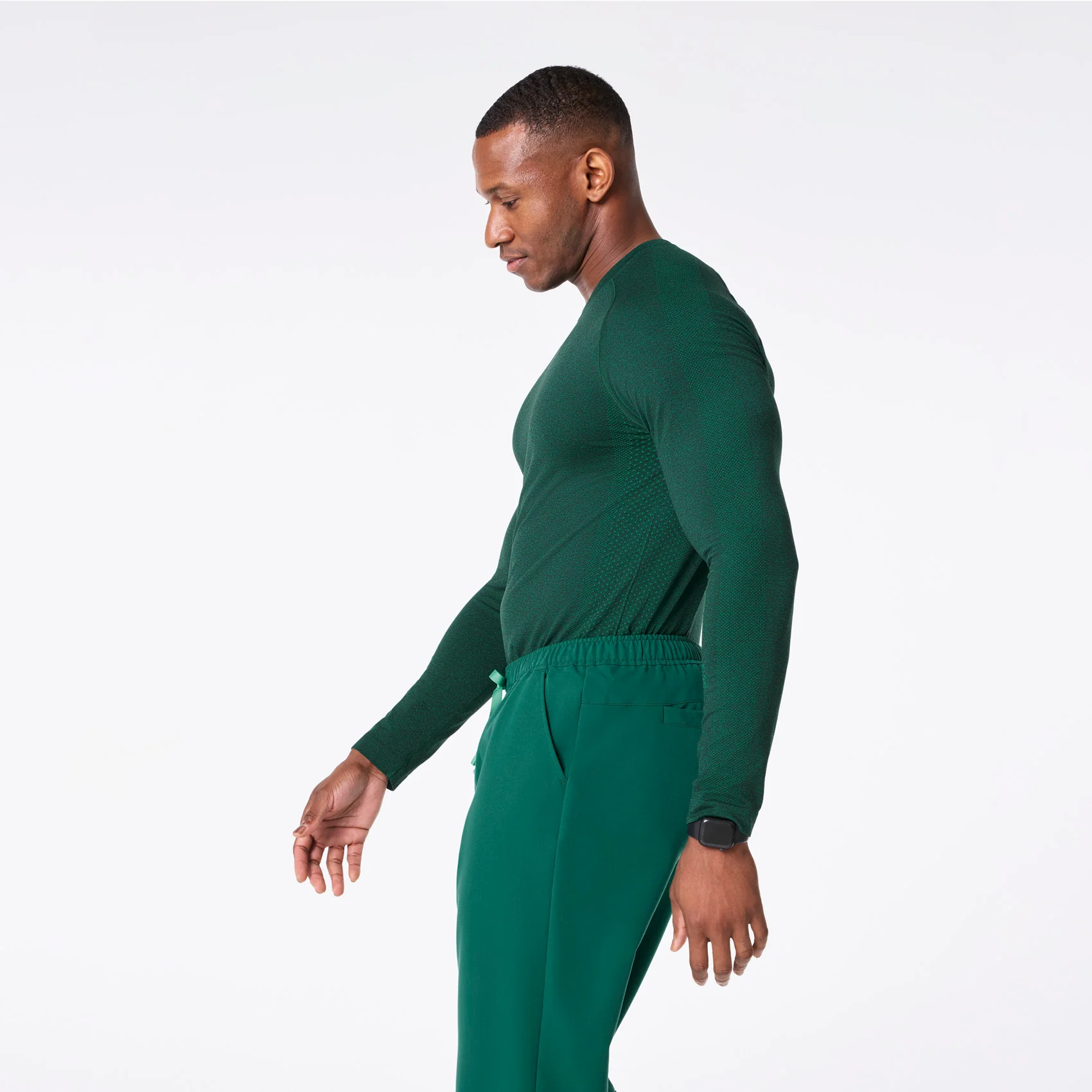 men's Hunter Green Makato Seamless - Longsleeve Underscrub - Image 3