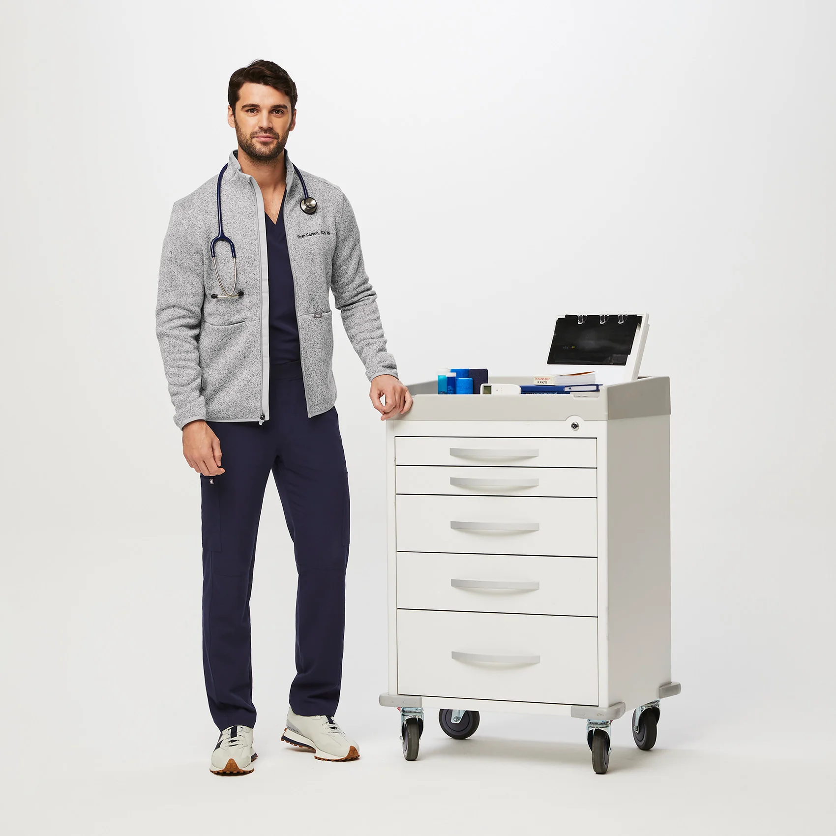men's Heather Light Grey On-Shift™- Sweater Knit Jacket - Image 2