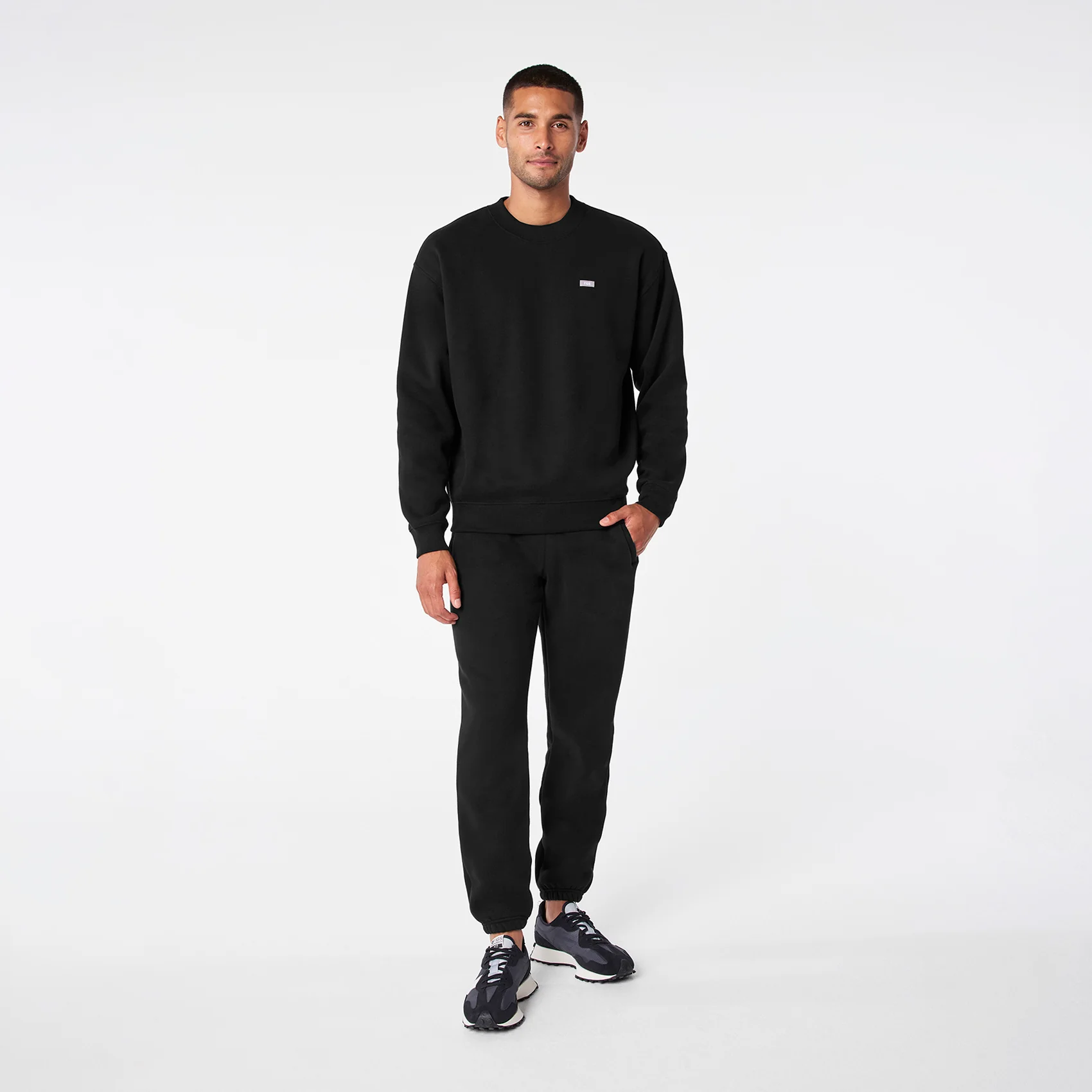 men's Black Off-Shift Relaxed - Crewneck Sweatshirt™ - Image 2