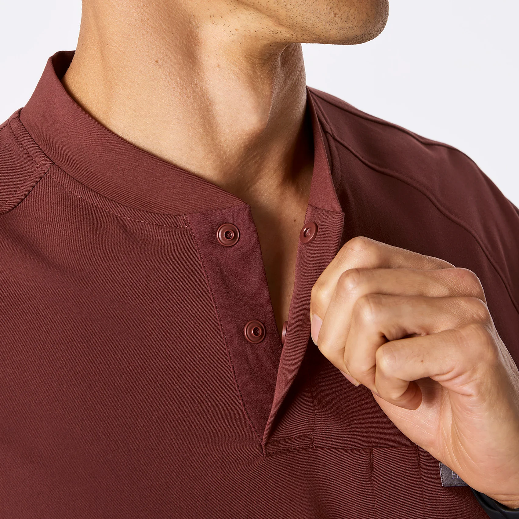 men's Walnut Stratton Henley - Longsleeve Scrub Top - Image 2