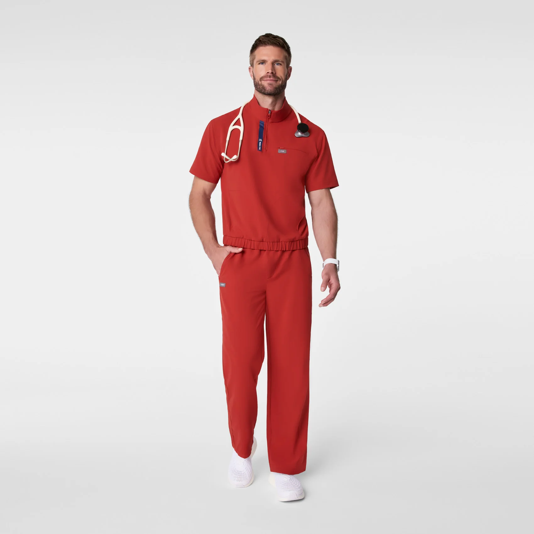 men's Team USA Red FIGS x Team USA FIBREx Mock Neck - Scrub Top - Image 2