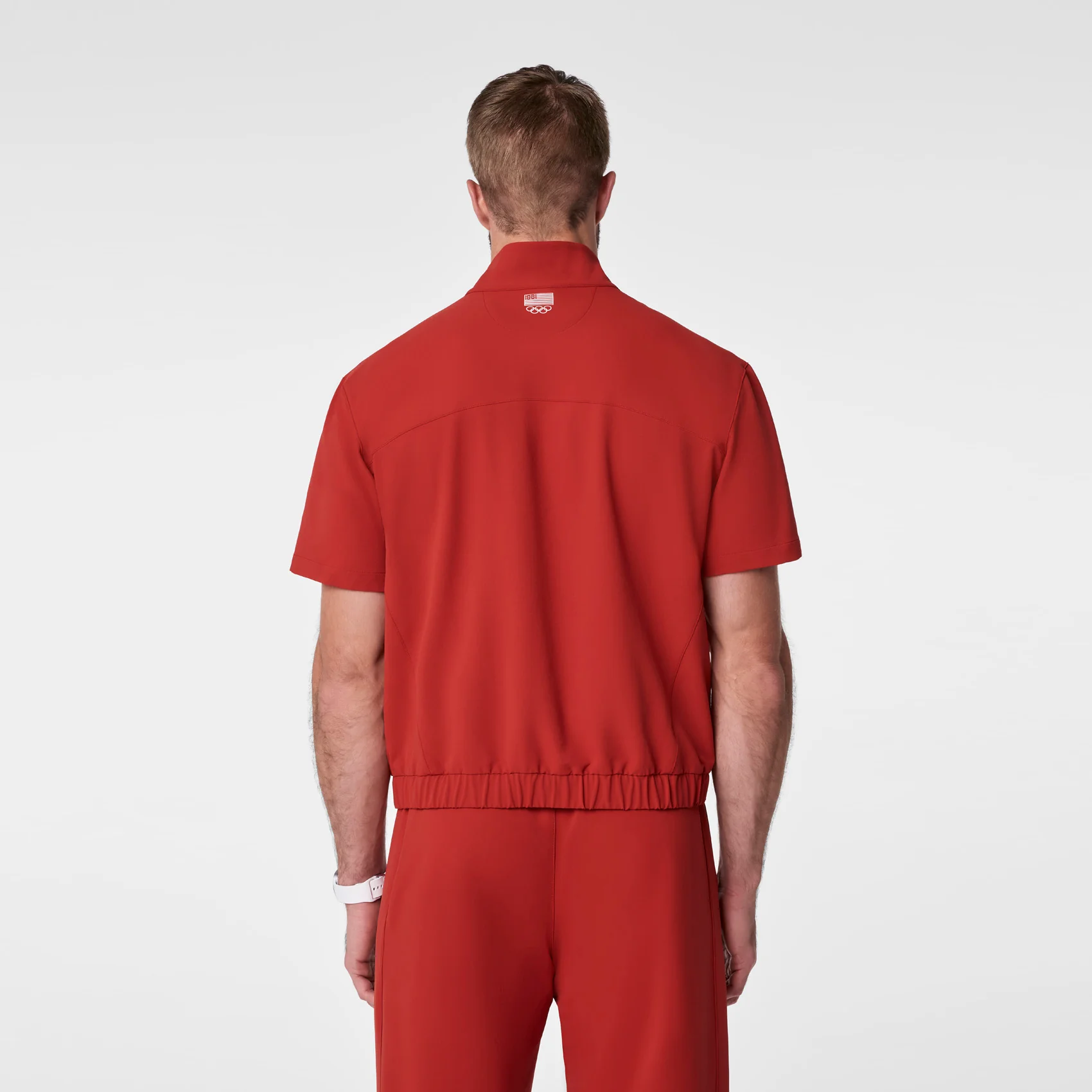 men's Team USA Red FIGS x Team USA FIBREx Mock Neck - Scrub Top - Image 4