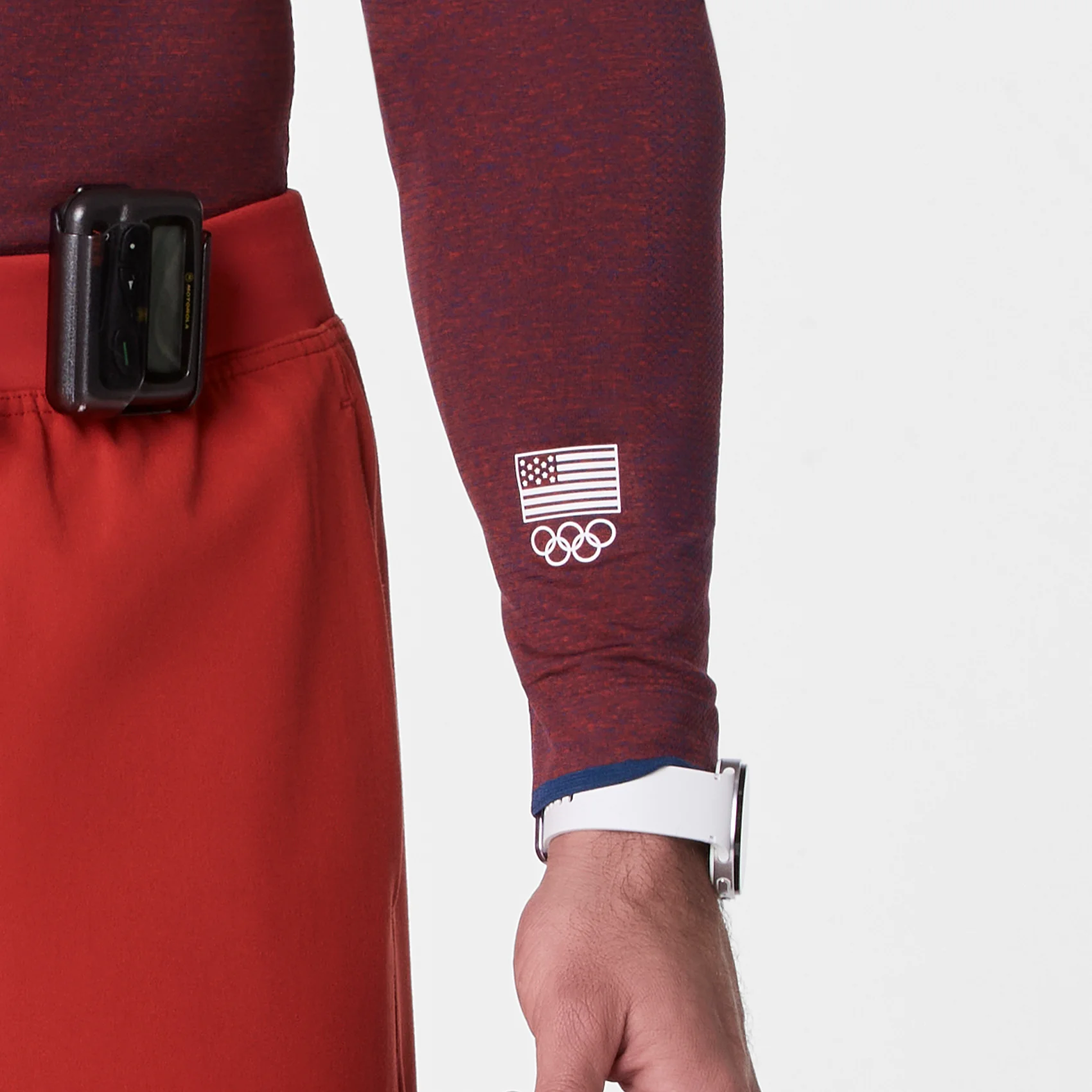 men's Team USA Red FIGS x Team USA Makato Seamless - Longsleeve Underscrub - Image 3