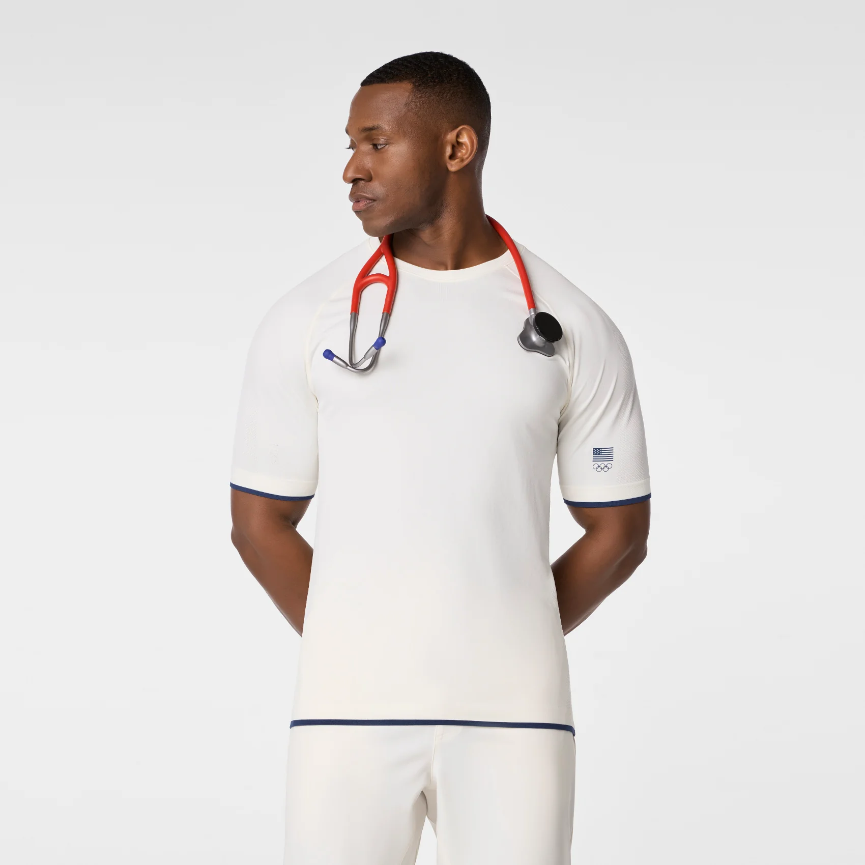 men's Off White FIGS x Team USA Makato Seamless - Shortsleeve Underscrub