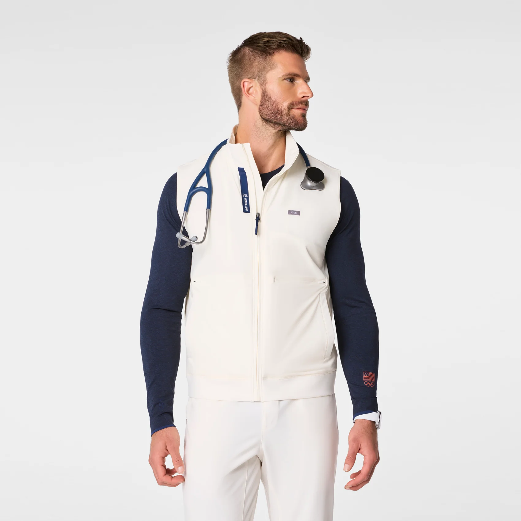 men's Off White FIGS x Team USA Off-Shift - Float Bomber Vest™