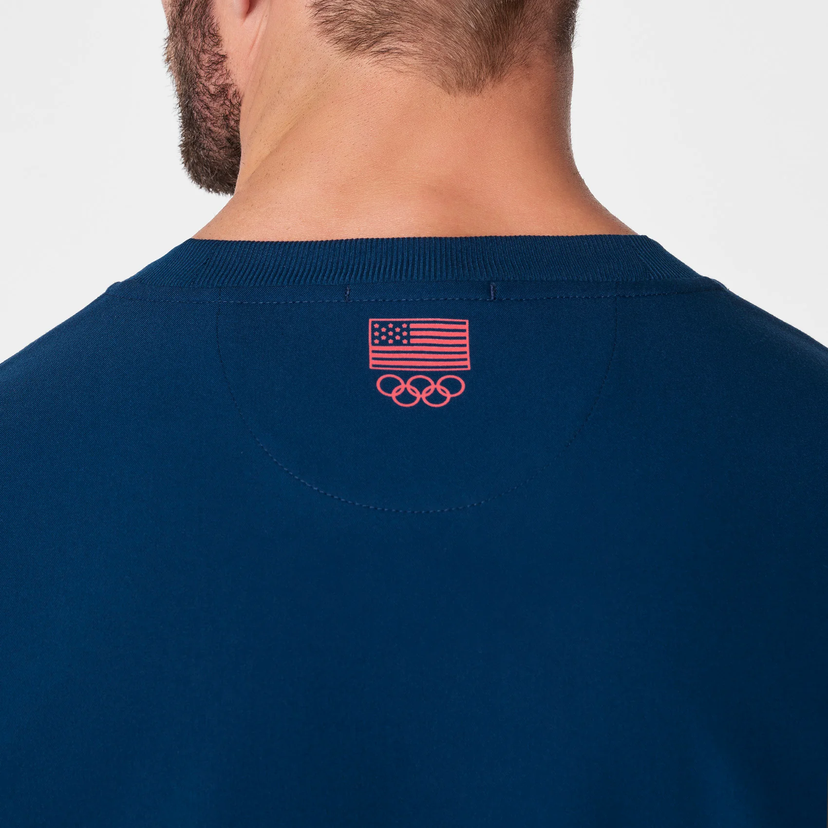 men's Team USA Blue FIGS x Team USA Relaxed Crewneck - Scrub Top - Image 5