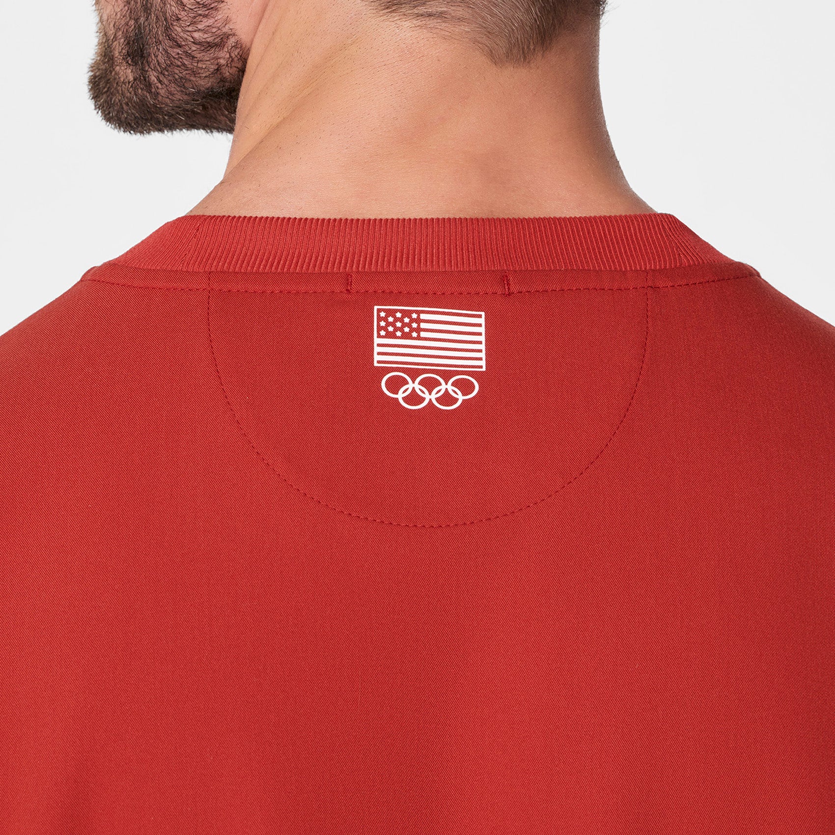 men's Team USA Red FIGS x Team USA Relaxed Crewneck - Scrub Top - Image 5