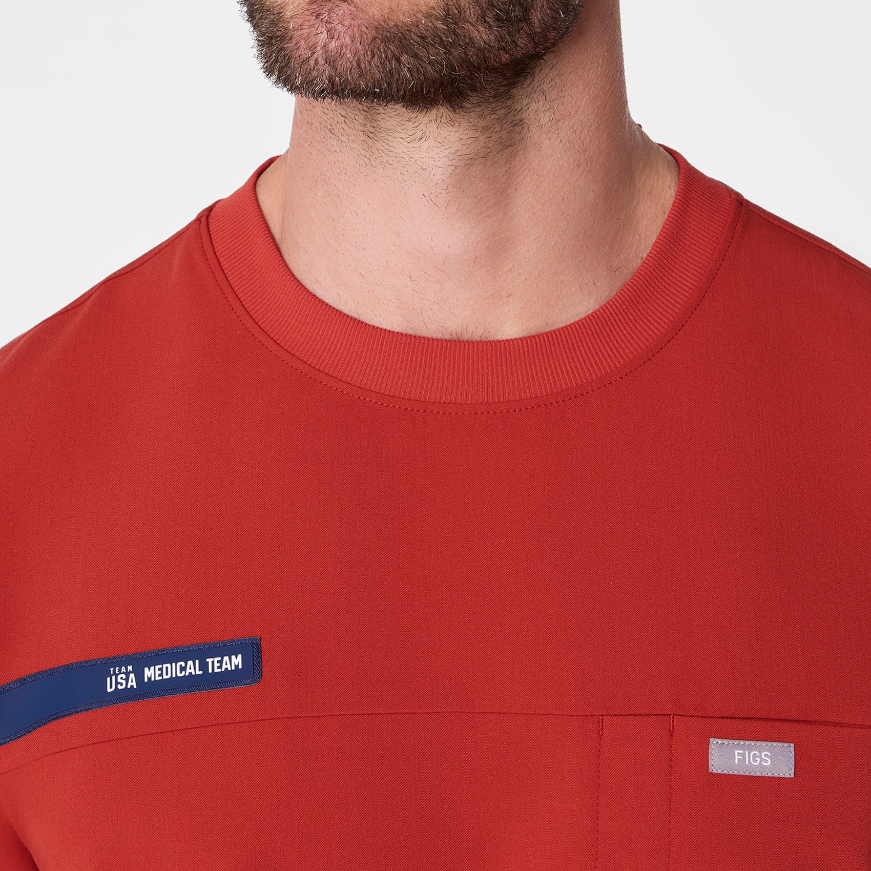 men's Team USA Red FIGS x Team USA Relaxed Crewneck - Scrub Top - Image 6