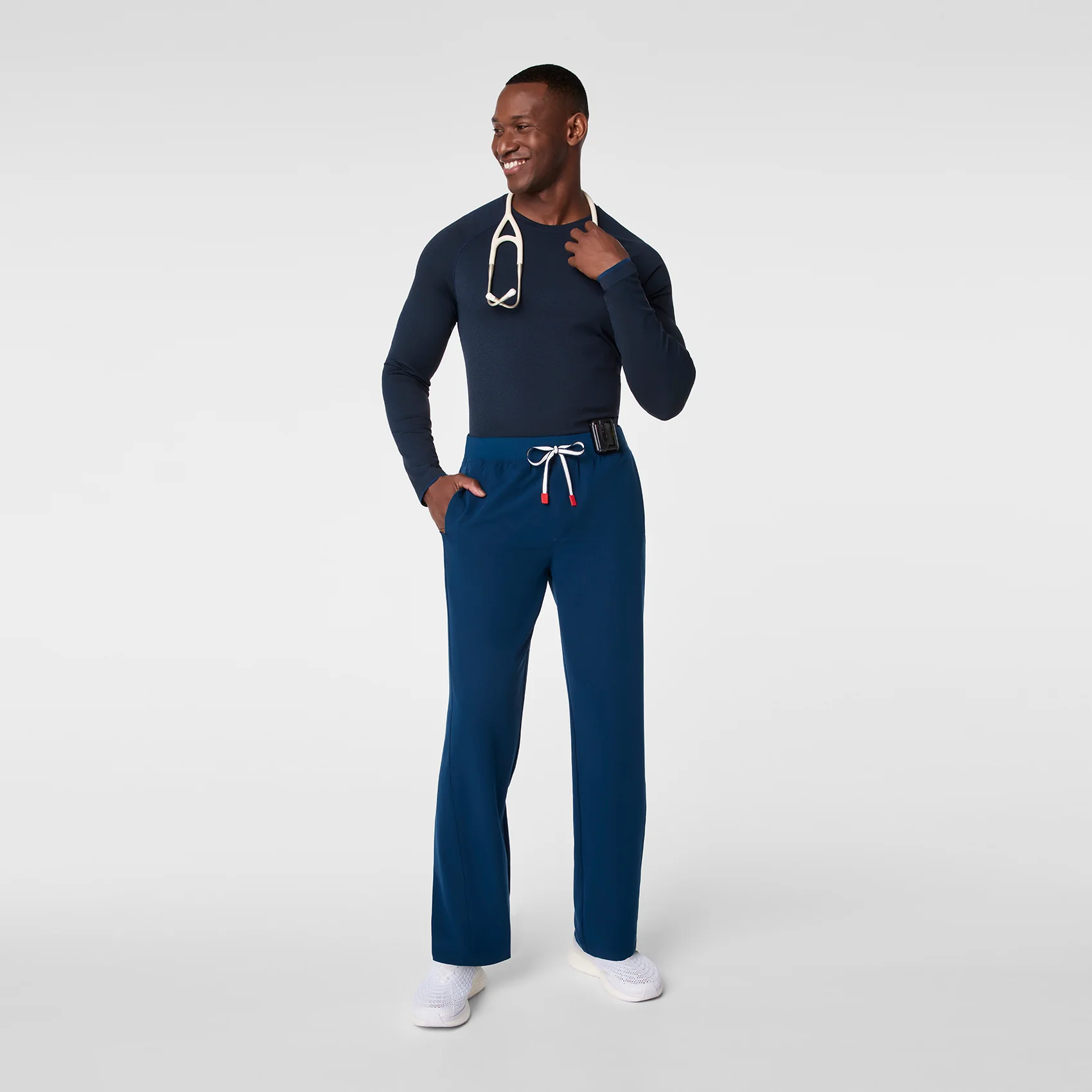 men's Team USA Blue FIGS x Team USA Relaxed Straight Leg - Short Scrub Pant - Image 2
