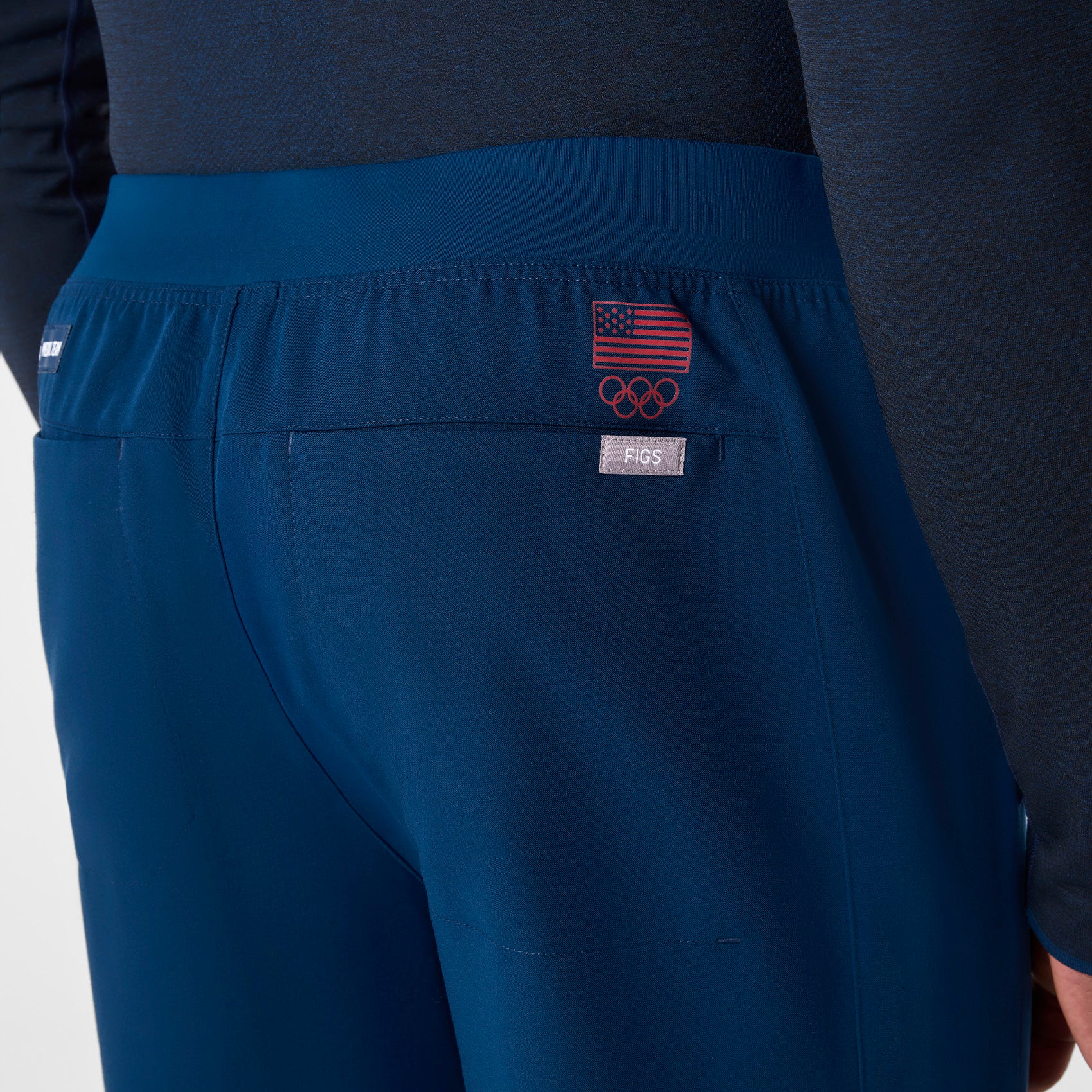 men's Team USA Blue FIGS x Team USA Relaxed Straight Leg - Short Scrub Pant - Image 6