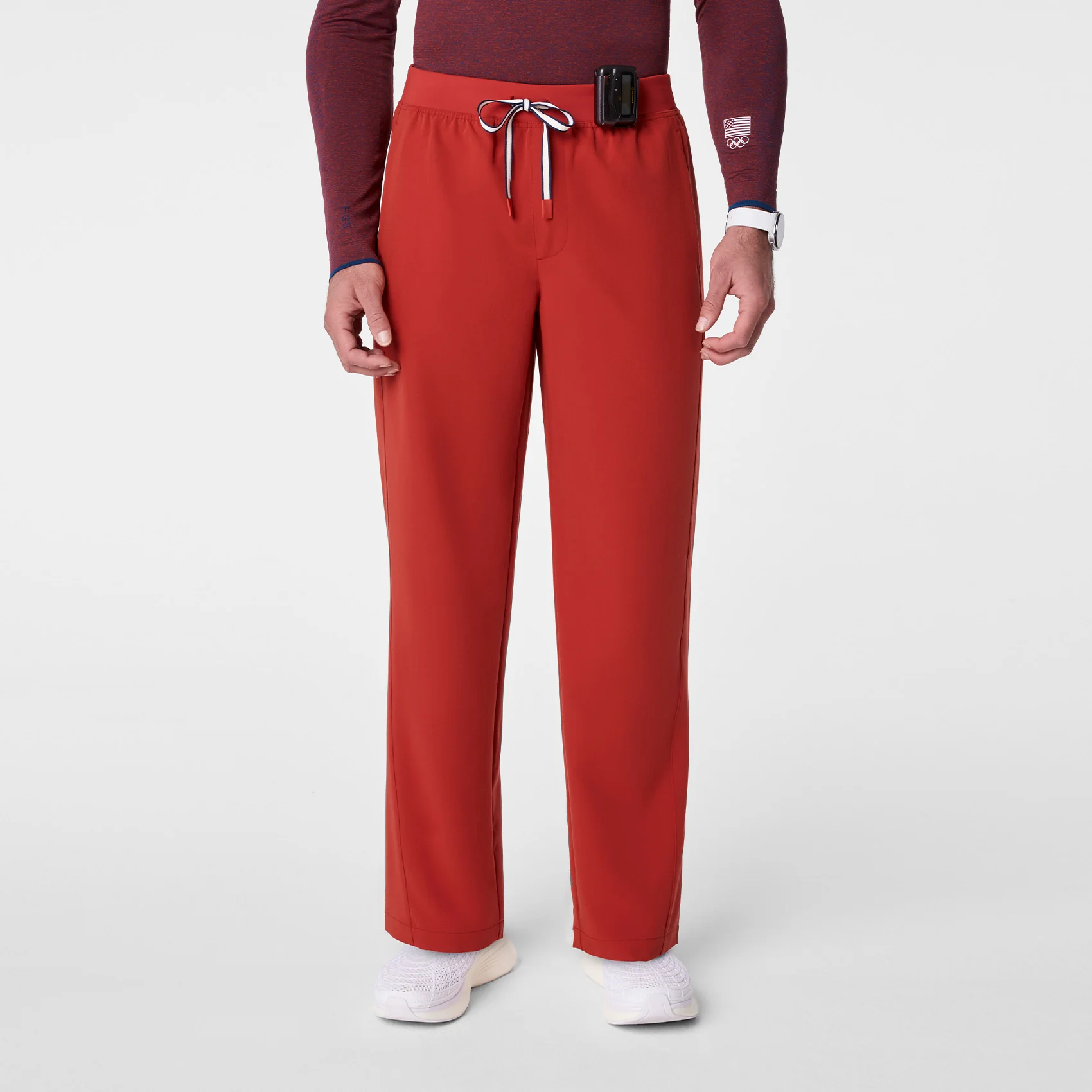 men's Team USA Red FIGS x Team USA Relaxed Straight Leg - Short Scrub Pant