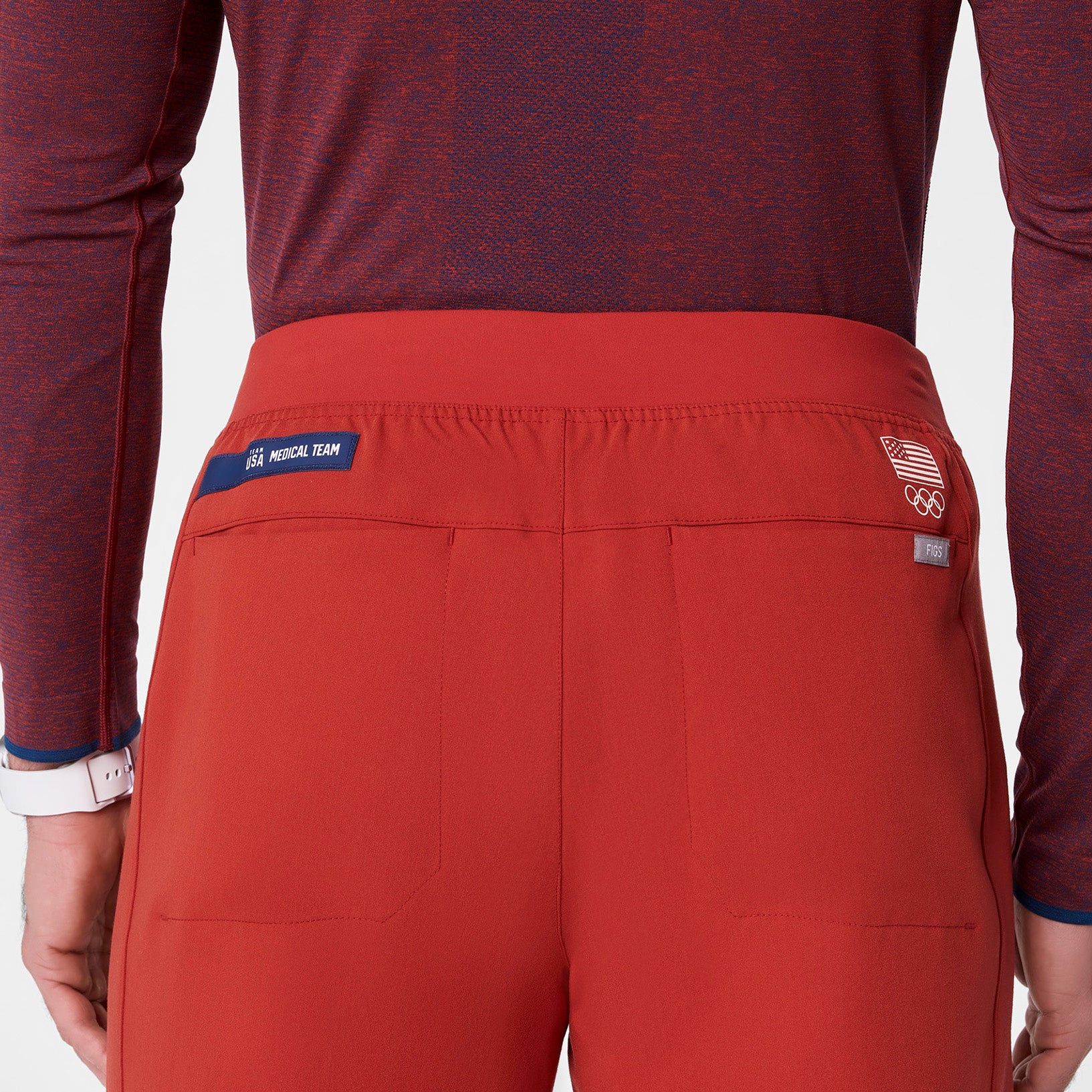 men's Team USA Red FIGS x Team USA Relaxed Straight Leg - Tall Scrub Pant - Image 6