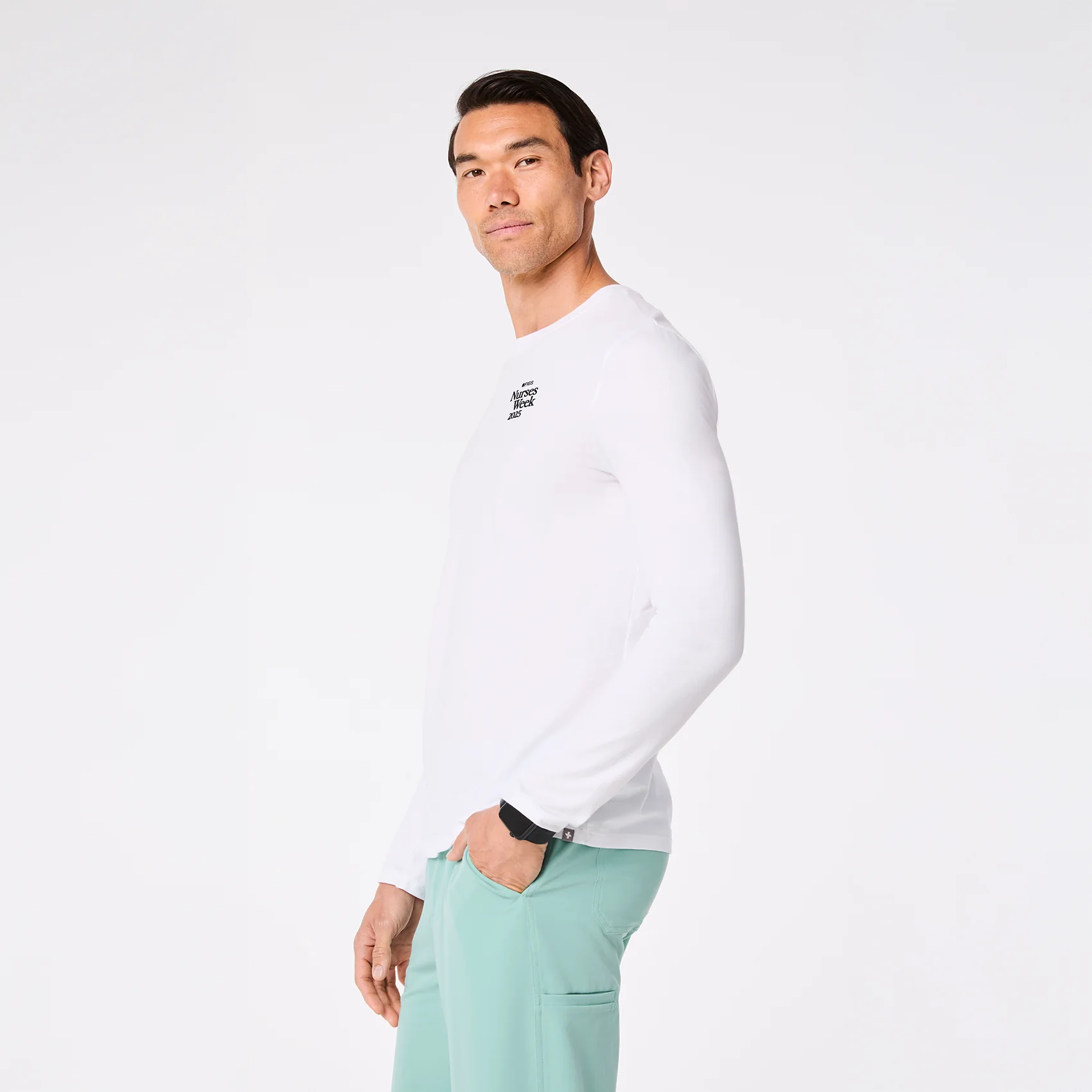 men's White Turn Patient By Myself Supersoft - Longsleeve Underscrub - Image 4
