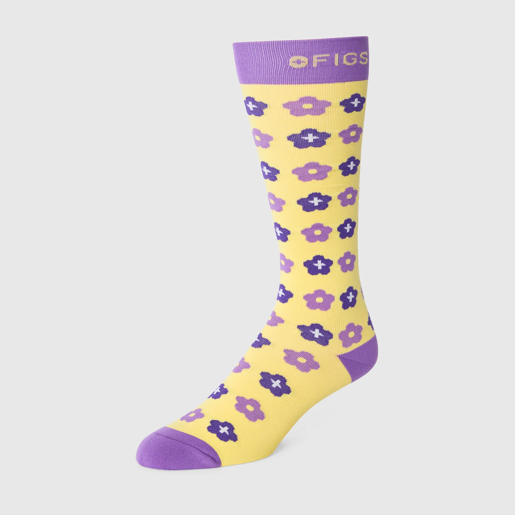 unisex Butter Yellow Flower Power - Compression Socks