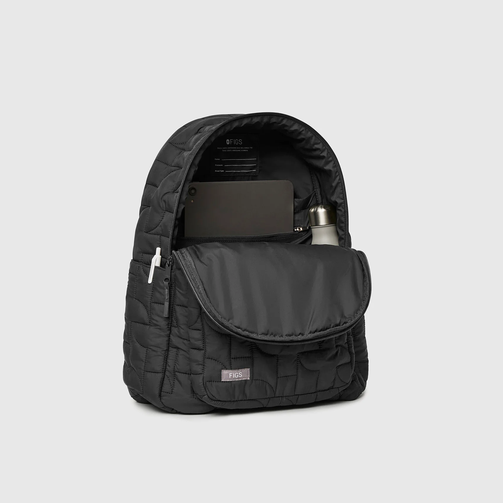 Black Quilted Puffer Backpack - Image 2