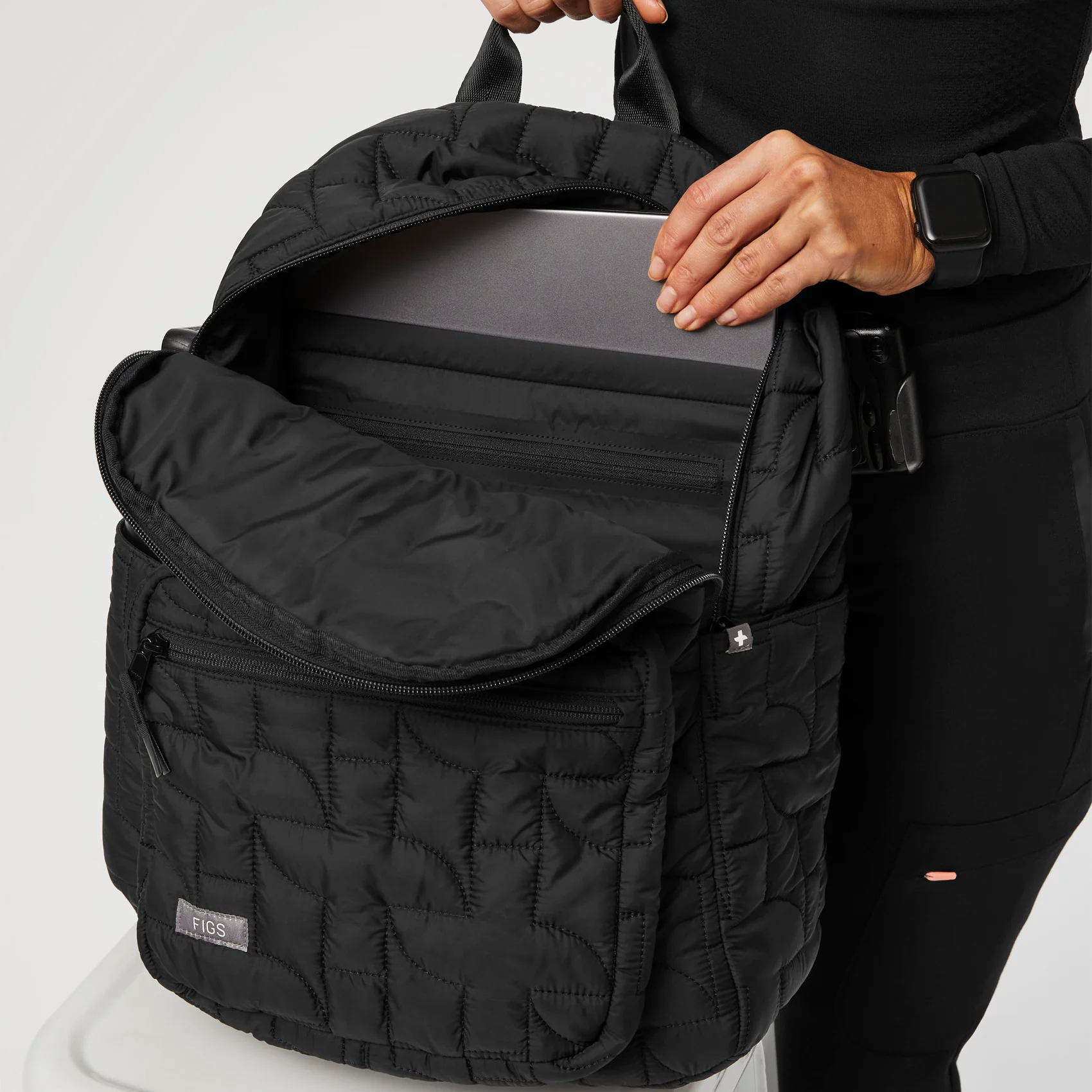 Black Quilted Puffer Backpack - Image 7