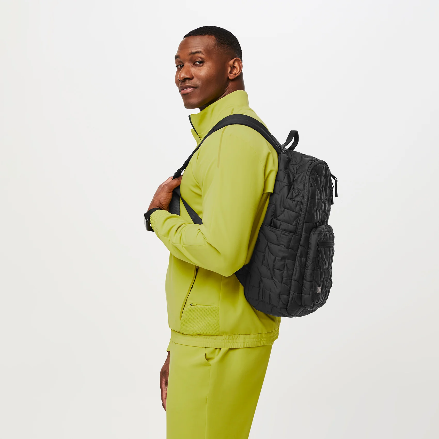 Black Quilted Puffer Backpack - Image 9