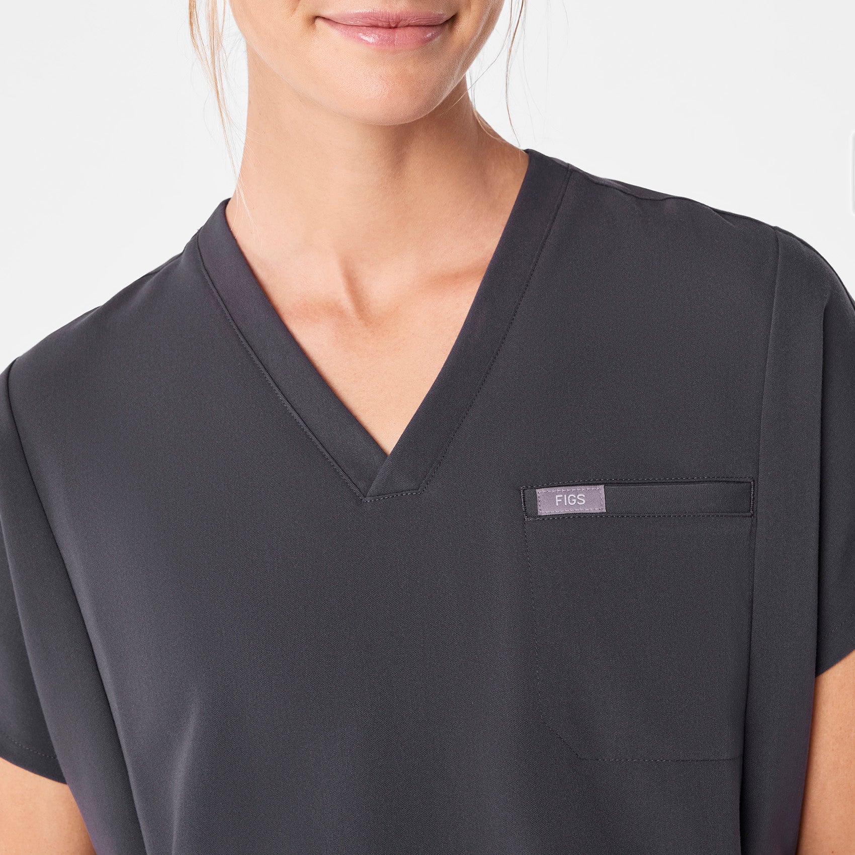 women's Charcoal Addison Oversized Tunic- Scrub Top - Image 6