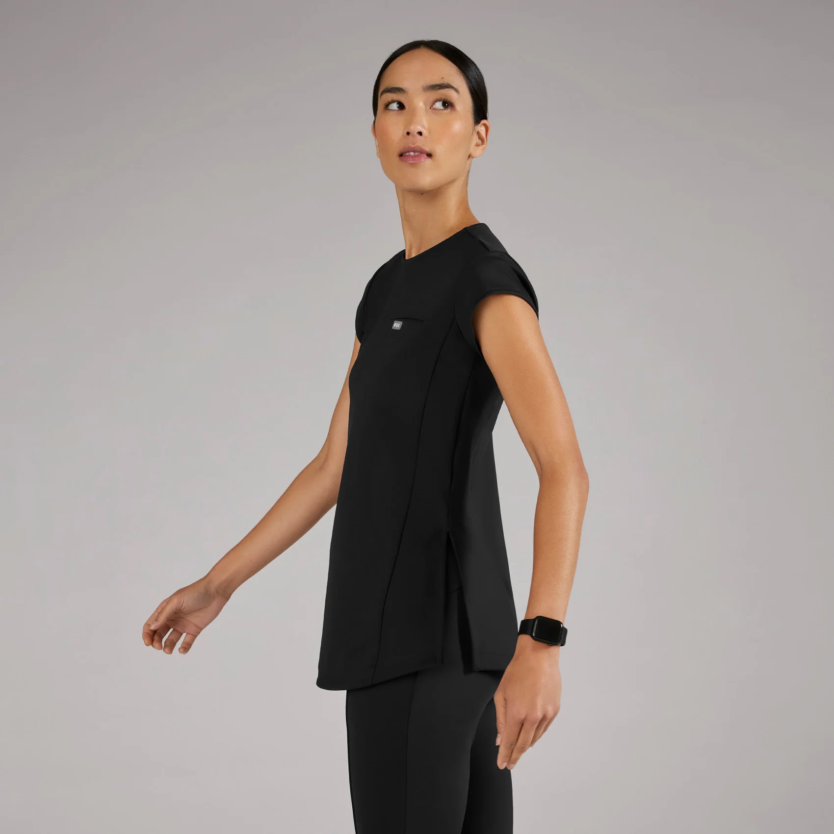 women's Black Alma FORMx Slim Crewneck Tunic - Scrub Top™ - Image 2