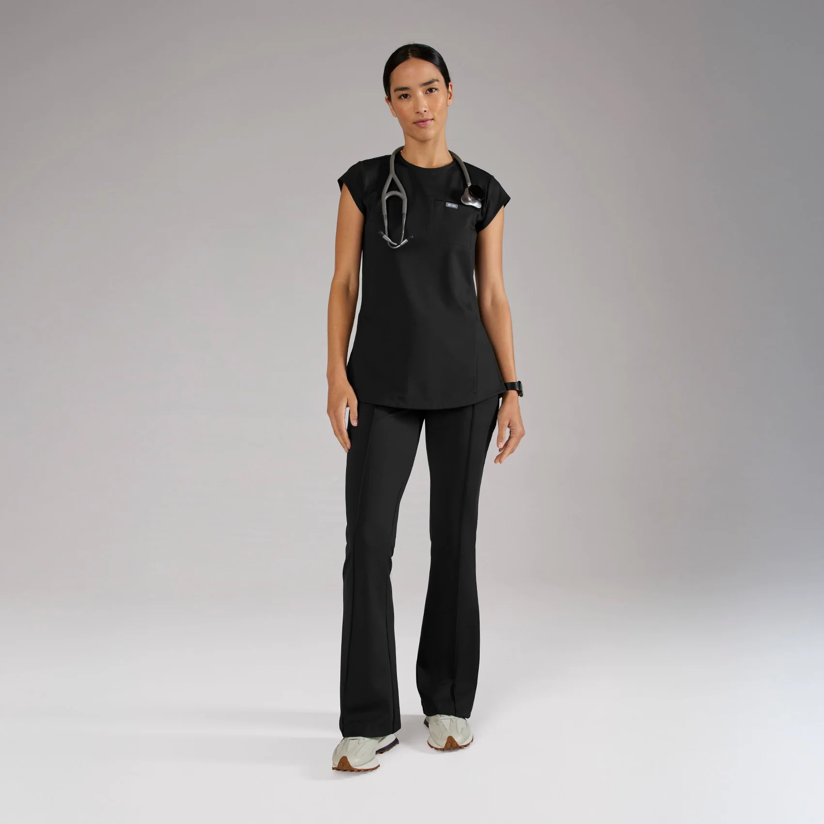 women's Black Alma FORMx Slim Crewneck Tunic - Scrub Top™ - Image 3