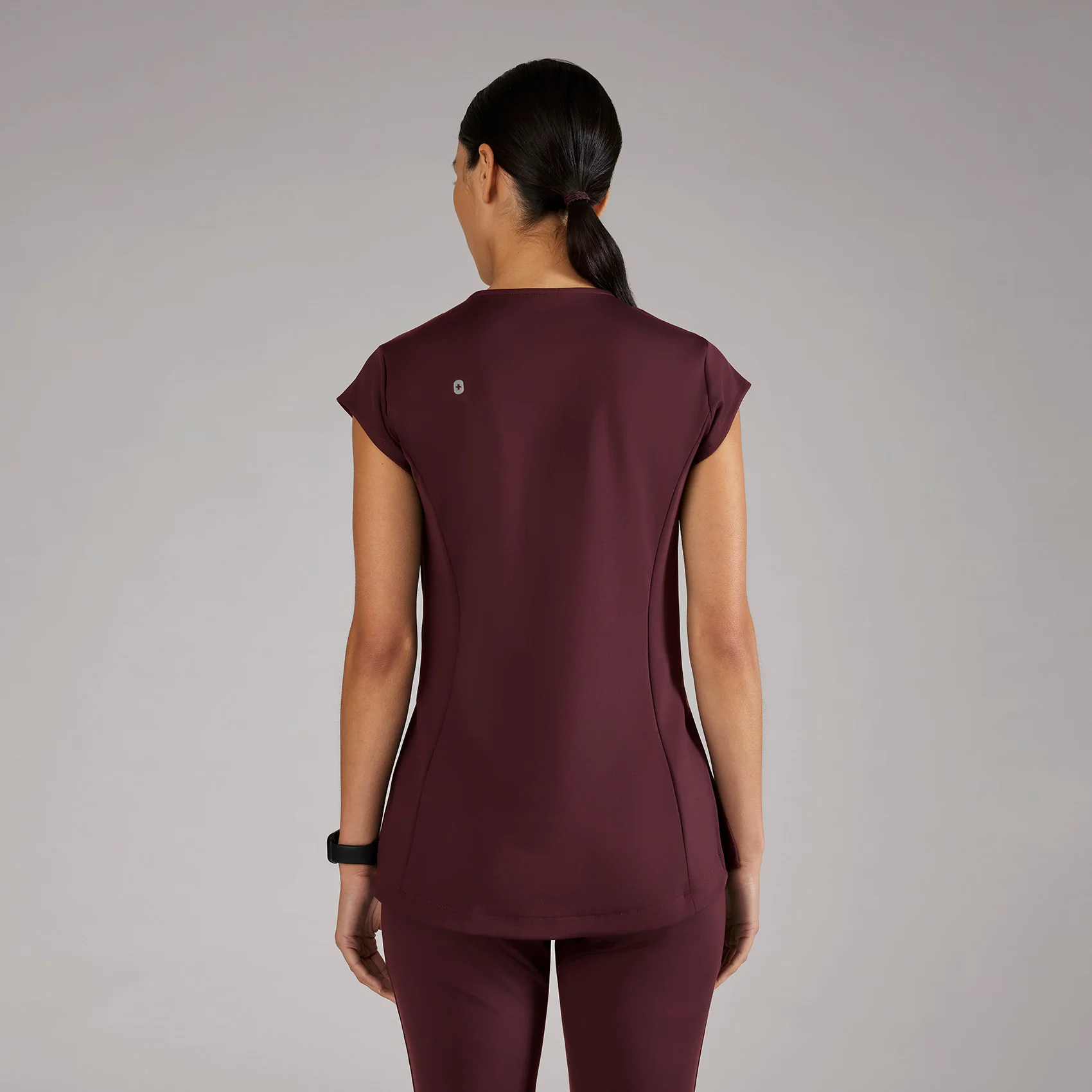 women's Burgundy Alma FORMx Slim Crewneck Tunic - Scrub Top™ - Image 4