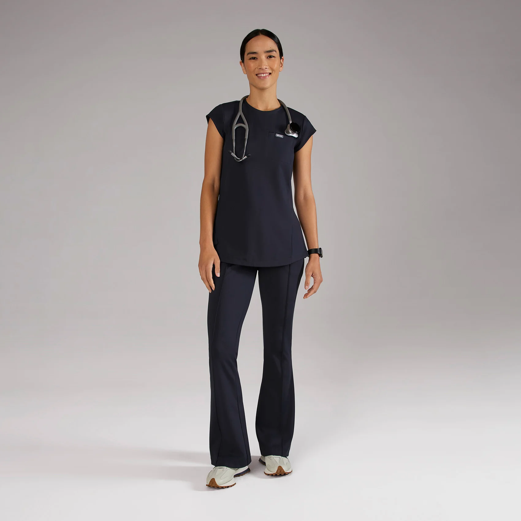 women's Navy Alma FORMx Slim Crewneck Tunic - Scrub Top™ - Image 3