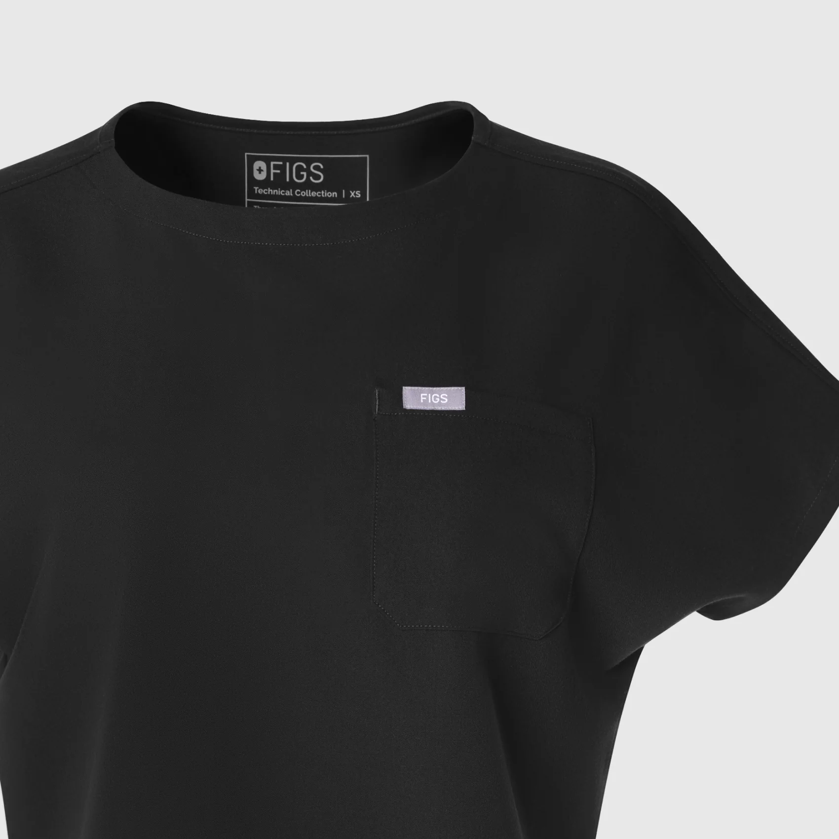 women's Black Arua Cropped Crewneck - One-Pocket Scrub Top - Image 9