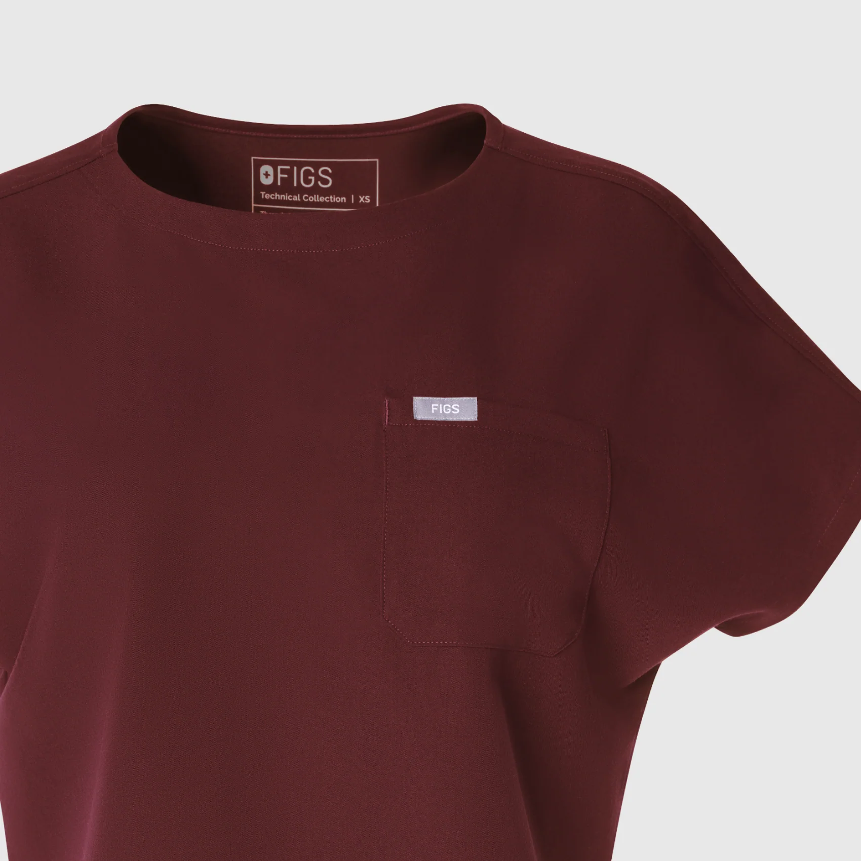 women's Burgundy Arua Cropped Crewneck - One-Pocket Scrub Top - Image 10