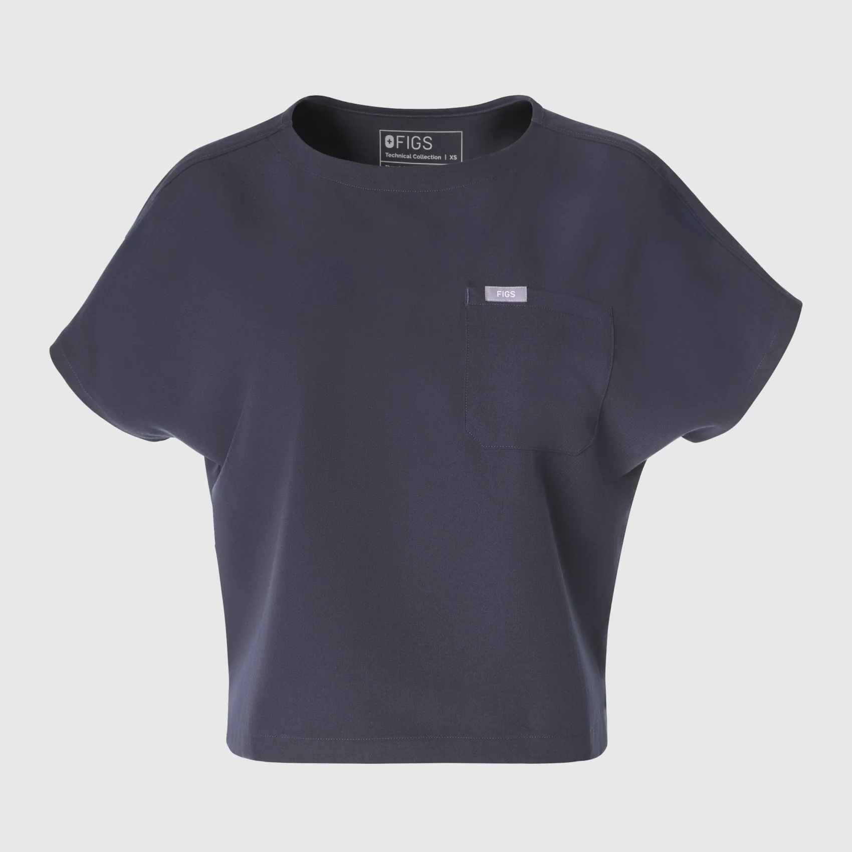 women's Charcoal Arua Cropped Crewneck - One-Pocket Scrub Top - Image 9