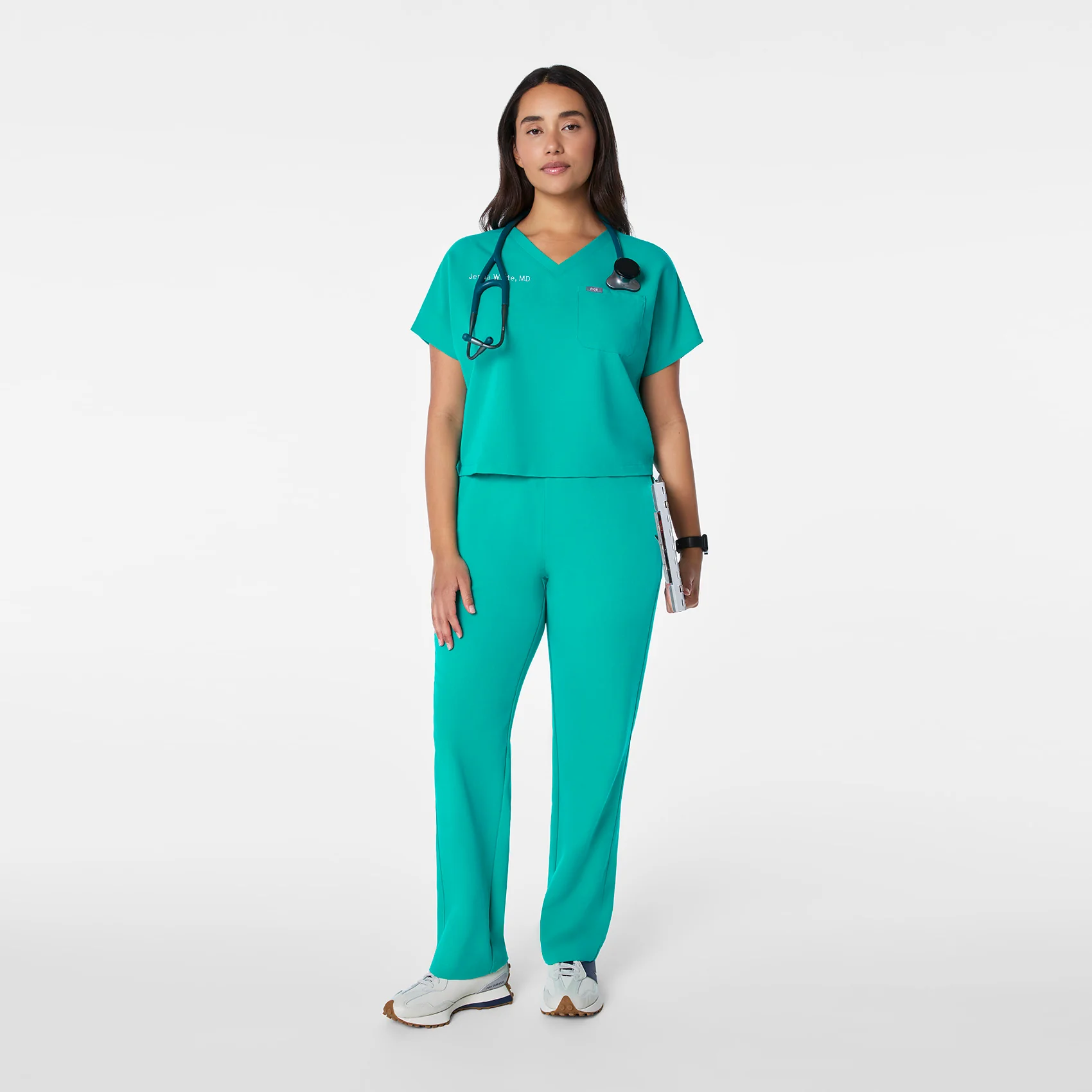 women's Lagoon Arua Cropped V-Neck - One-Pocket Scrub Top - Image 2
