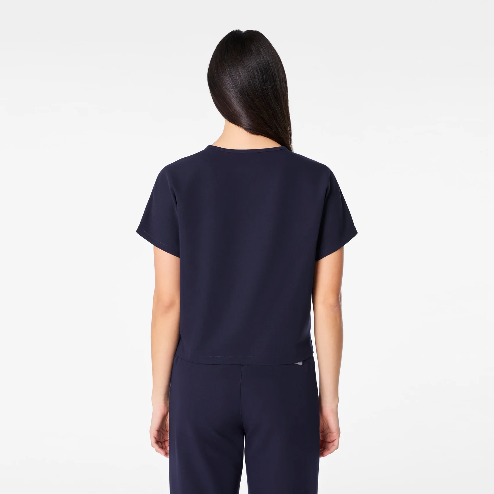women's Navy Arua Cropped V-Neck - One-Pocket Scrub Top - Image 4