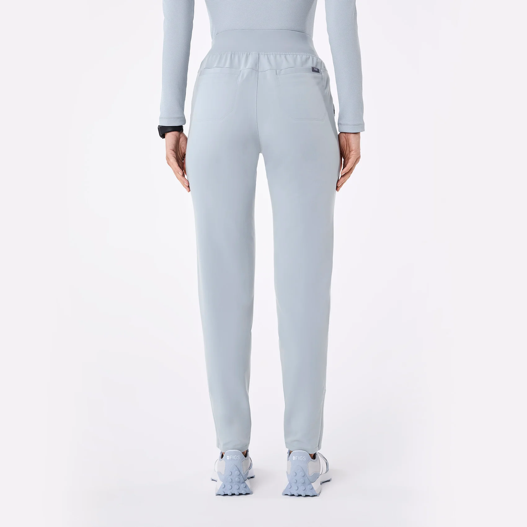 women's Dusty Blue Bristol High Waisted - Slim Tapered Scrub Pants - Image 4