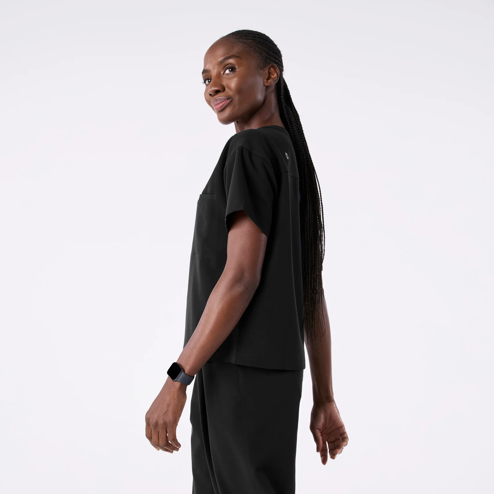 women's Black Cabral Relaxed Crewneck - Scrub Top - Image 3