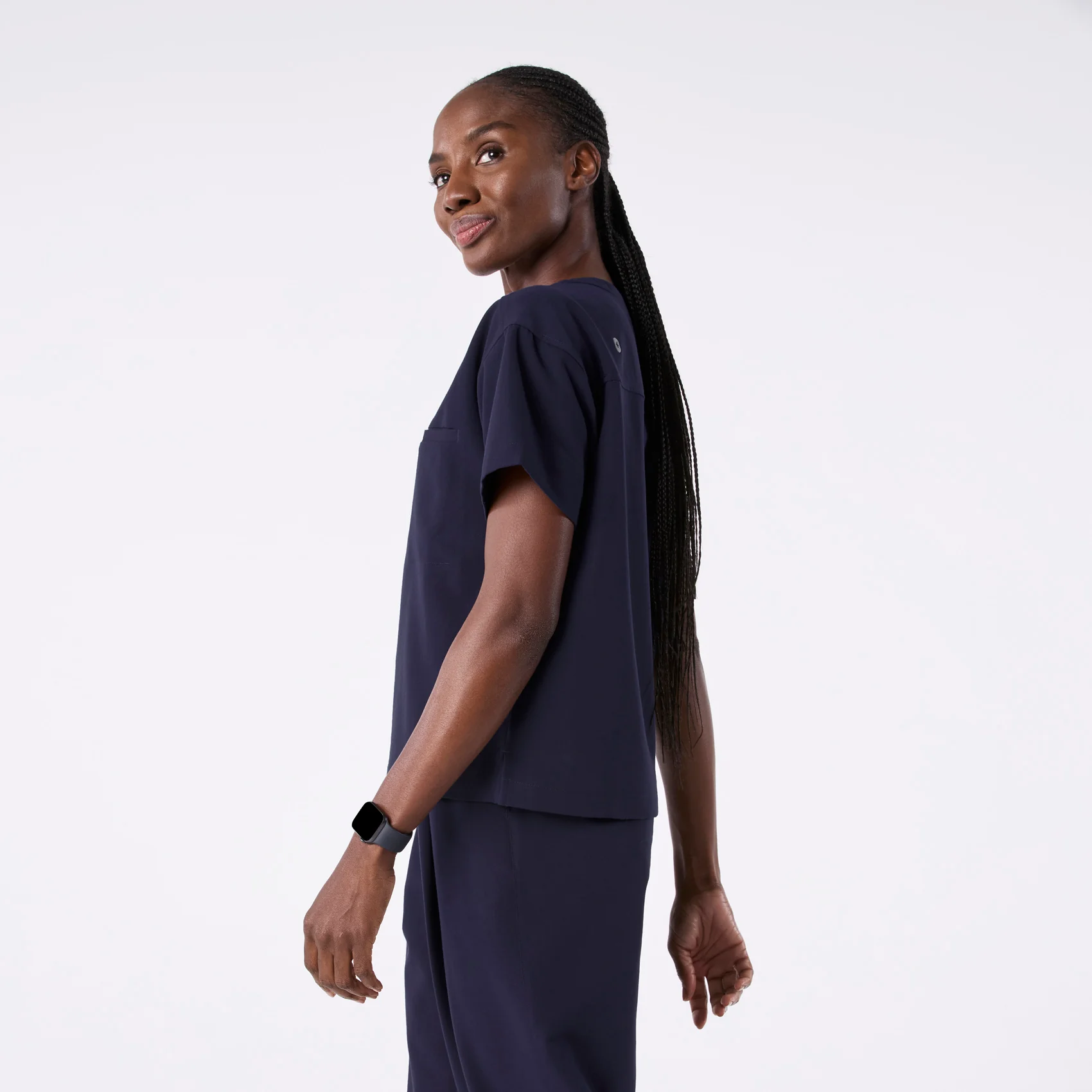 women's Navy Cabral Relaxed Crewneck - Scrub Top - Image 3