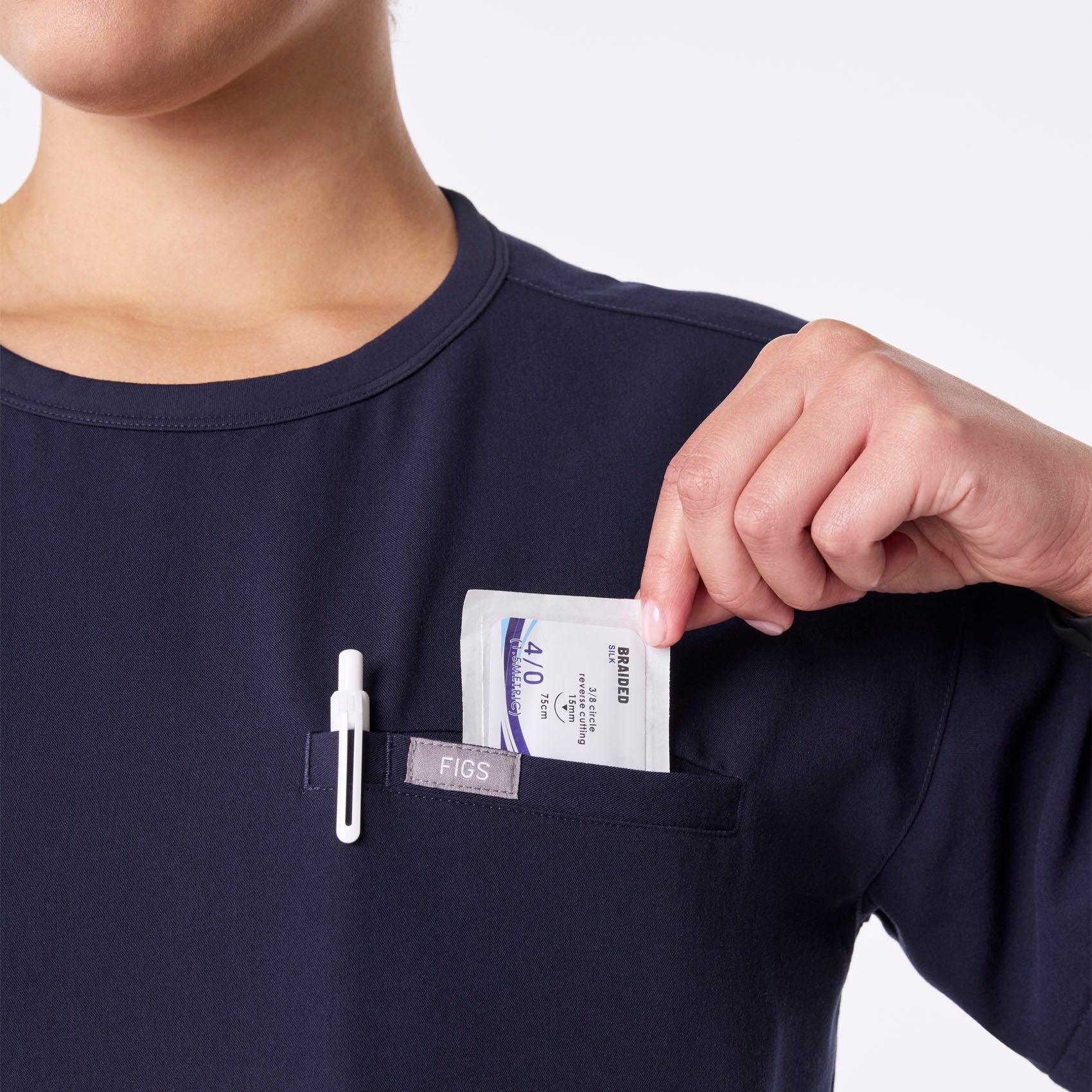 women's Navy Canela Crewneck - Scrub Top - Image 7