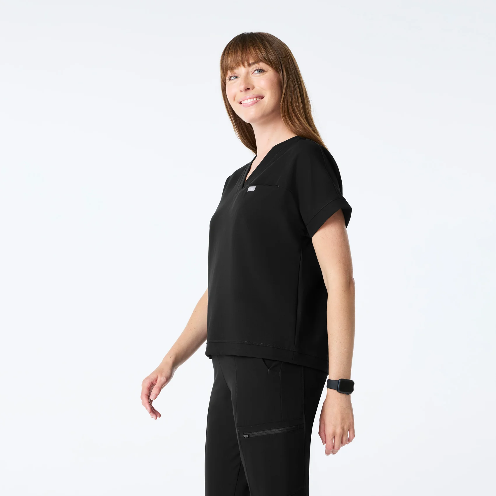 women's Black Carlota Relaxed V-Neck - Scrub Top - Image 3