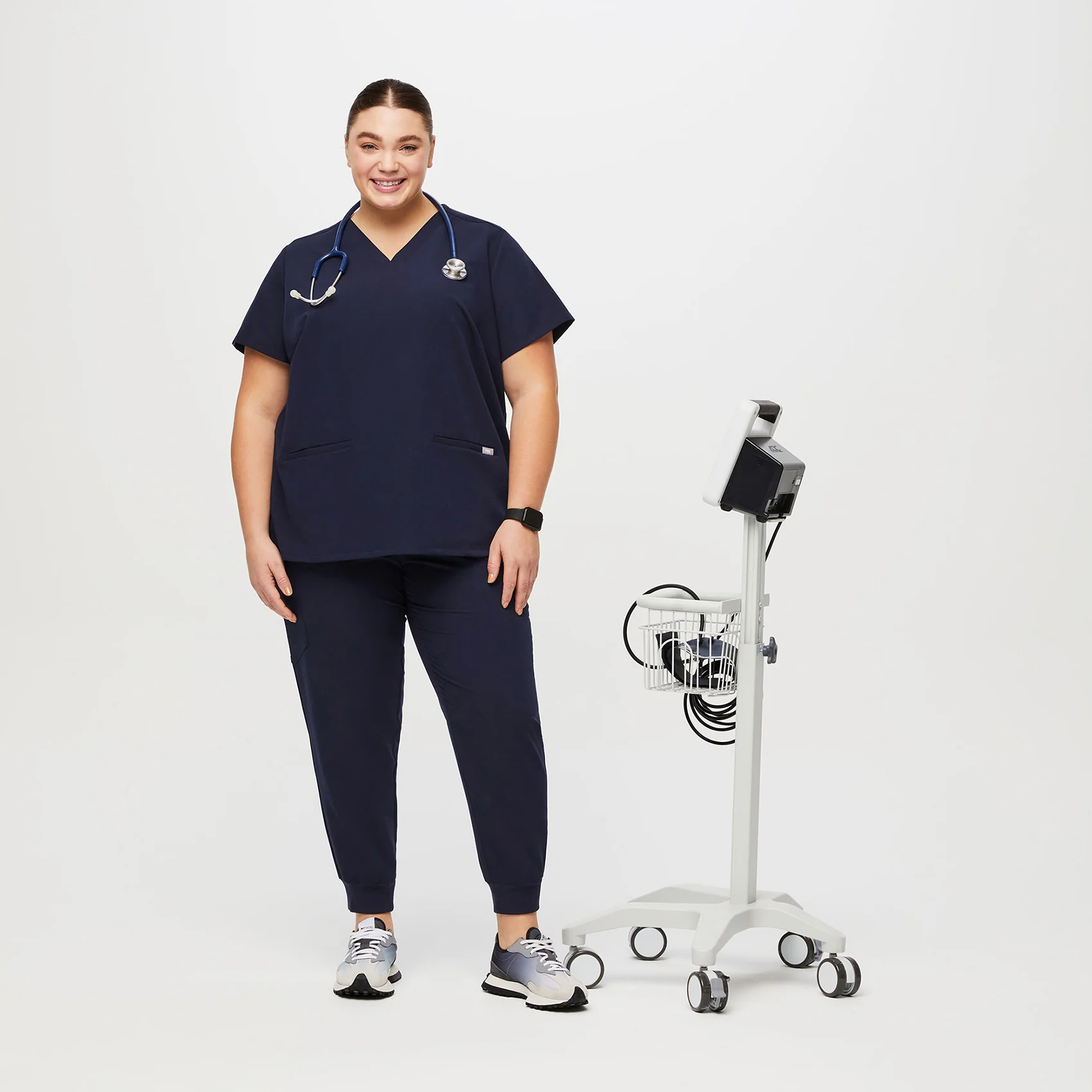 women's Navy Casma™- Three-Pocket Scrub Top (3XL - 6XL) - Image 2
