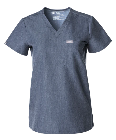women's Heather Denim Catarina Petite - One-Pocket Scrub Top™ - Image 10